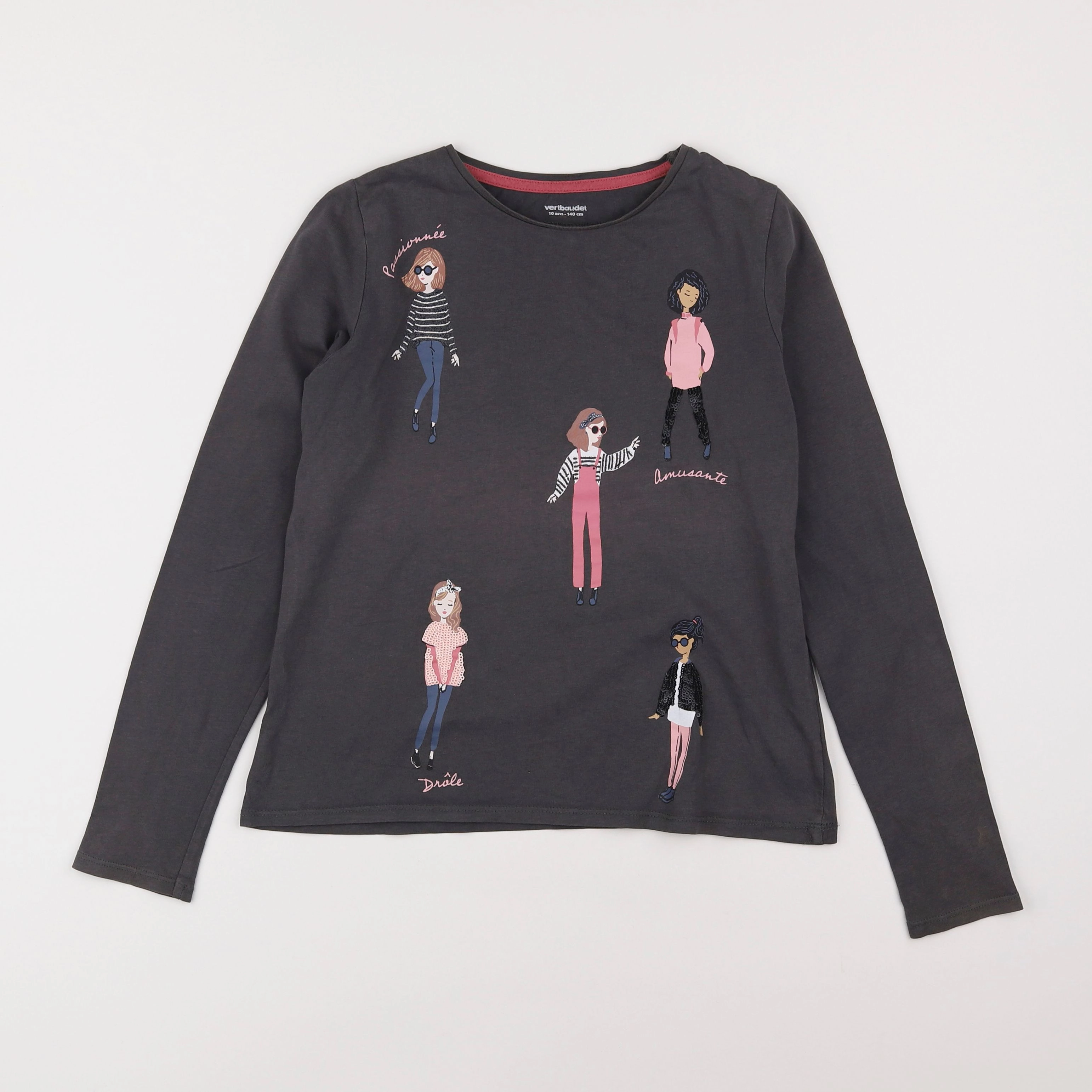 Vertbaudet - tee-shirt taupe - 10 ans