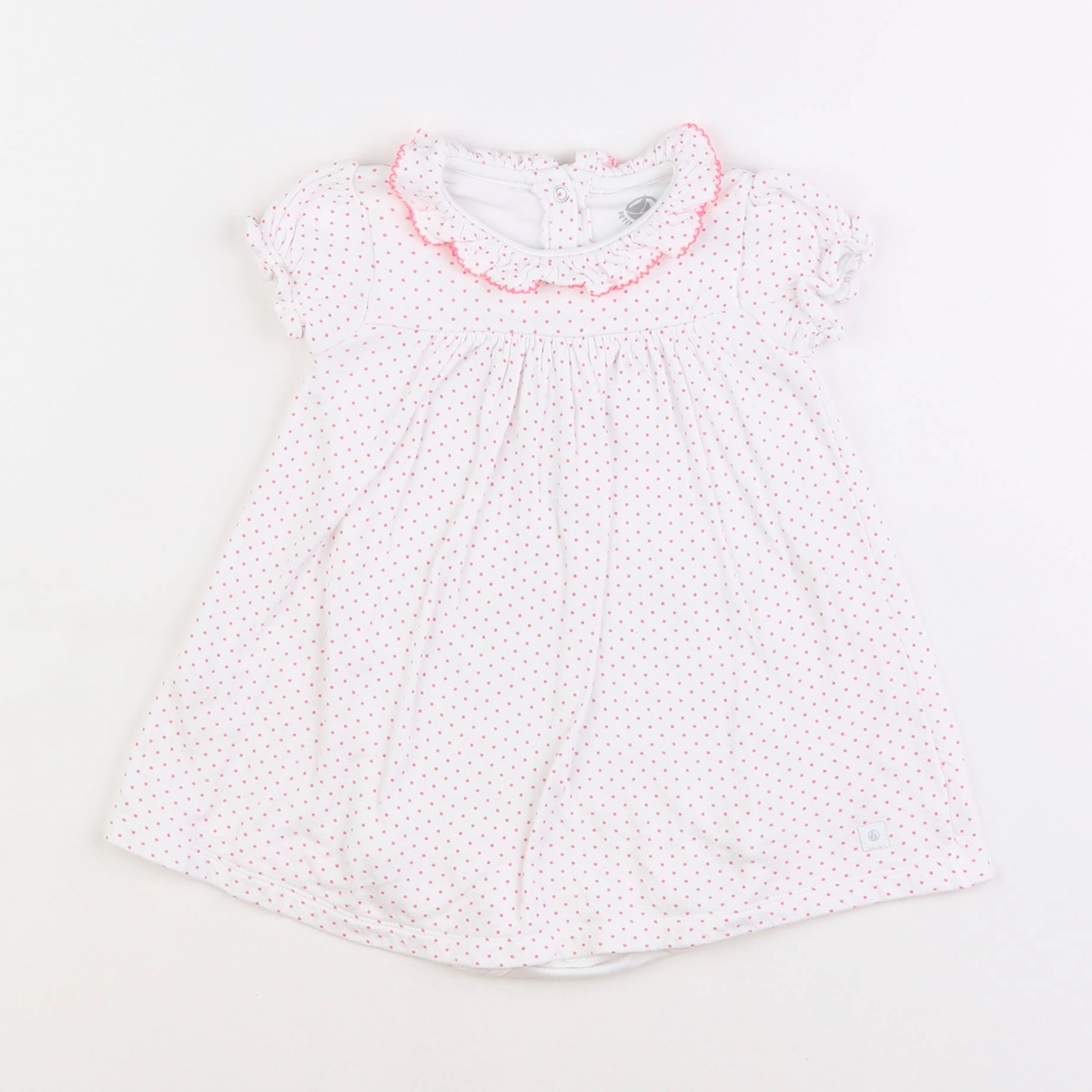 Petit Bateau - body robe blanc, rose - 12 mois