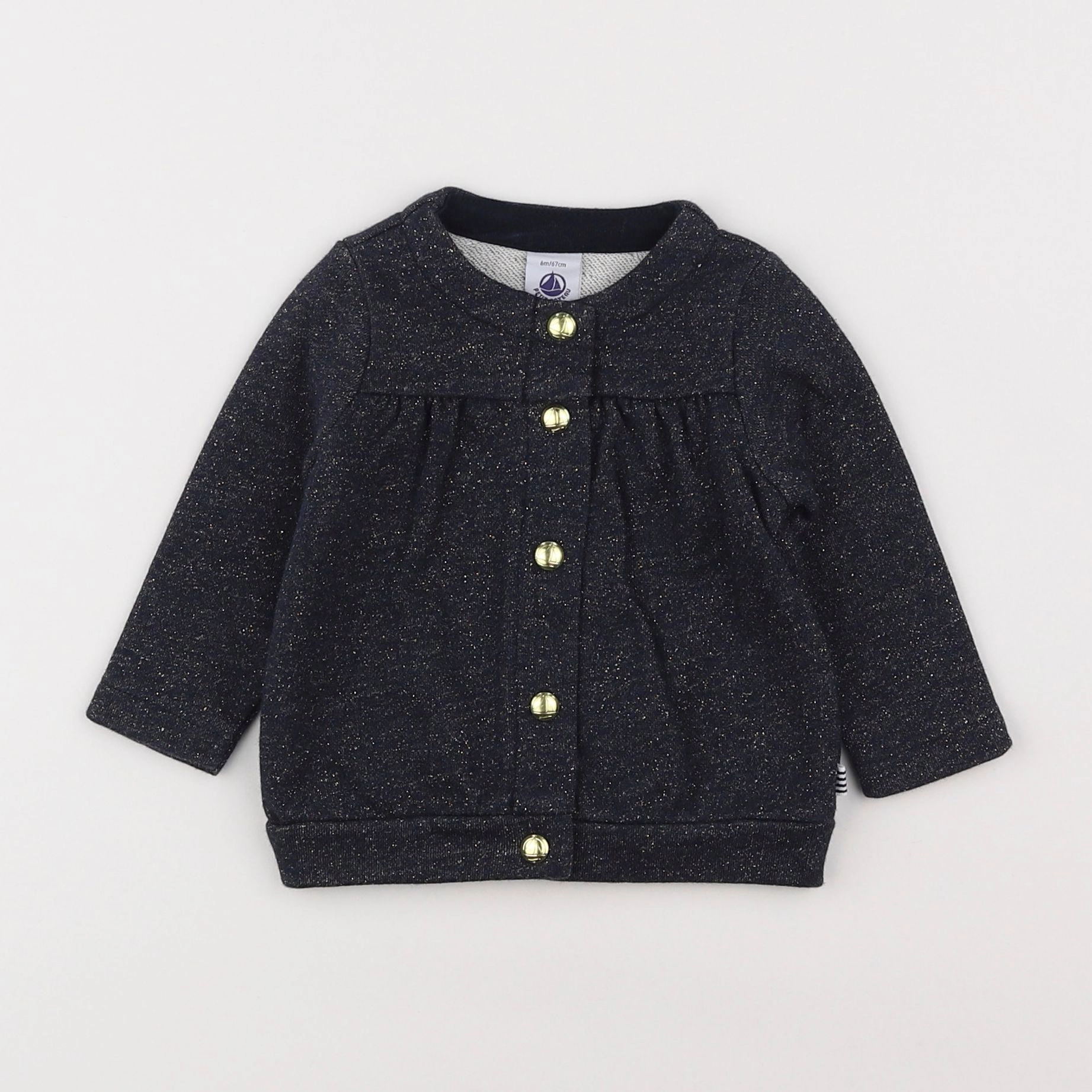 Petit Bateau - sweat bleu, or - 6 mois