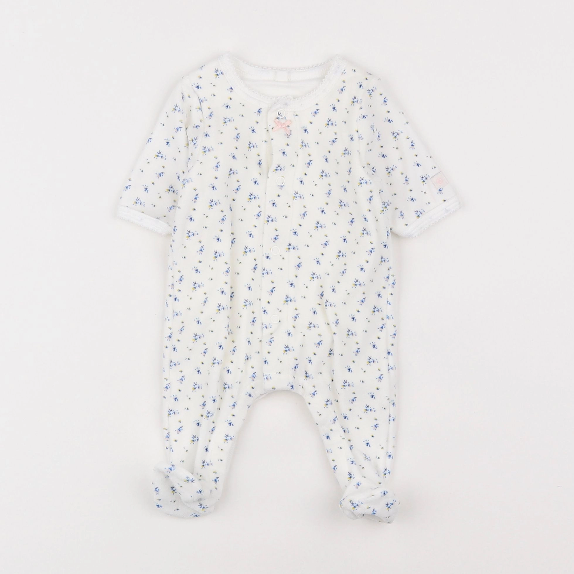 Petit Bateau - pyjama velours blanc - 0 mois