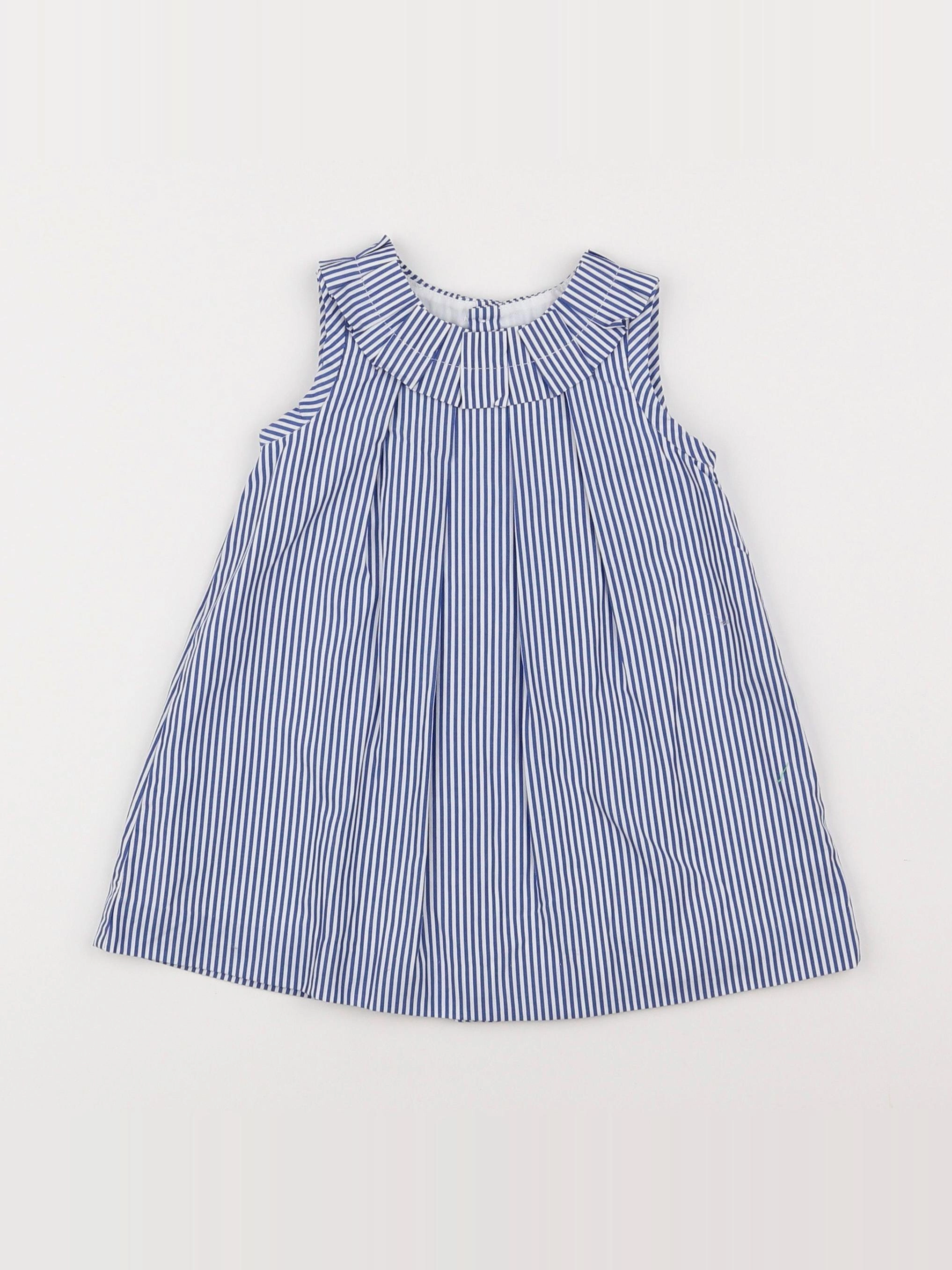Jacadi - robe blanc, bleu - 12 mois