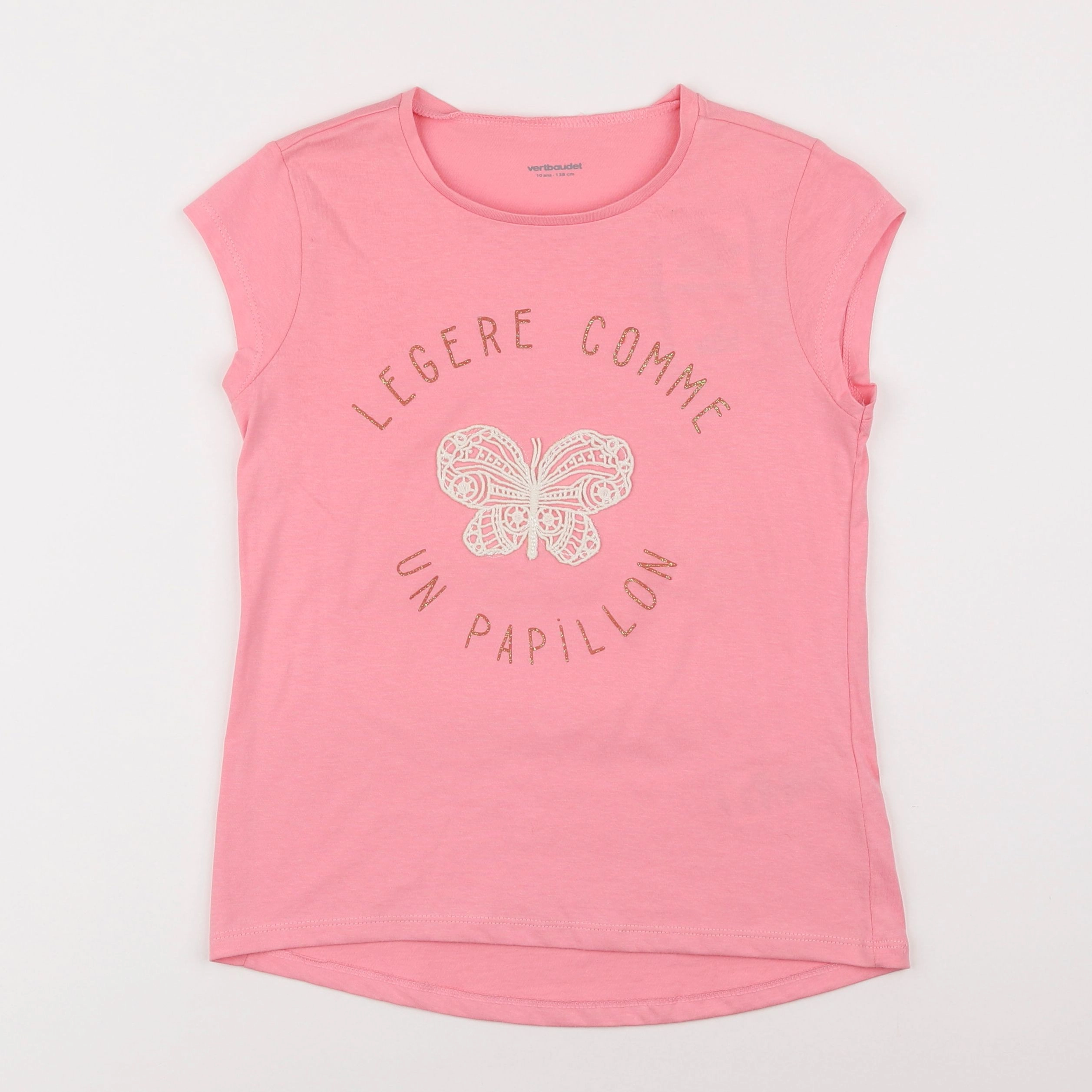 Vertbaudet - tee-shirt rose - 10 ans