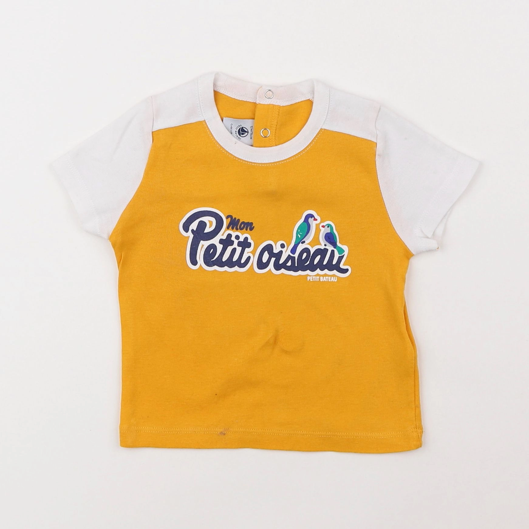 Petit Bateau - tee-shirt blanc, jaune - 12 mois