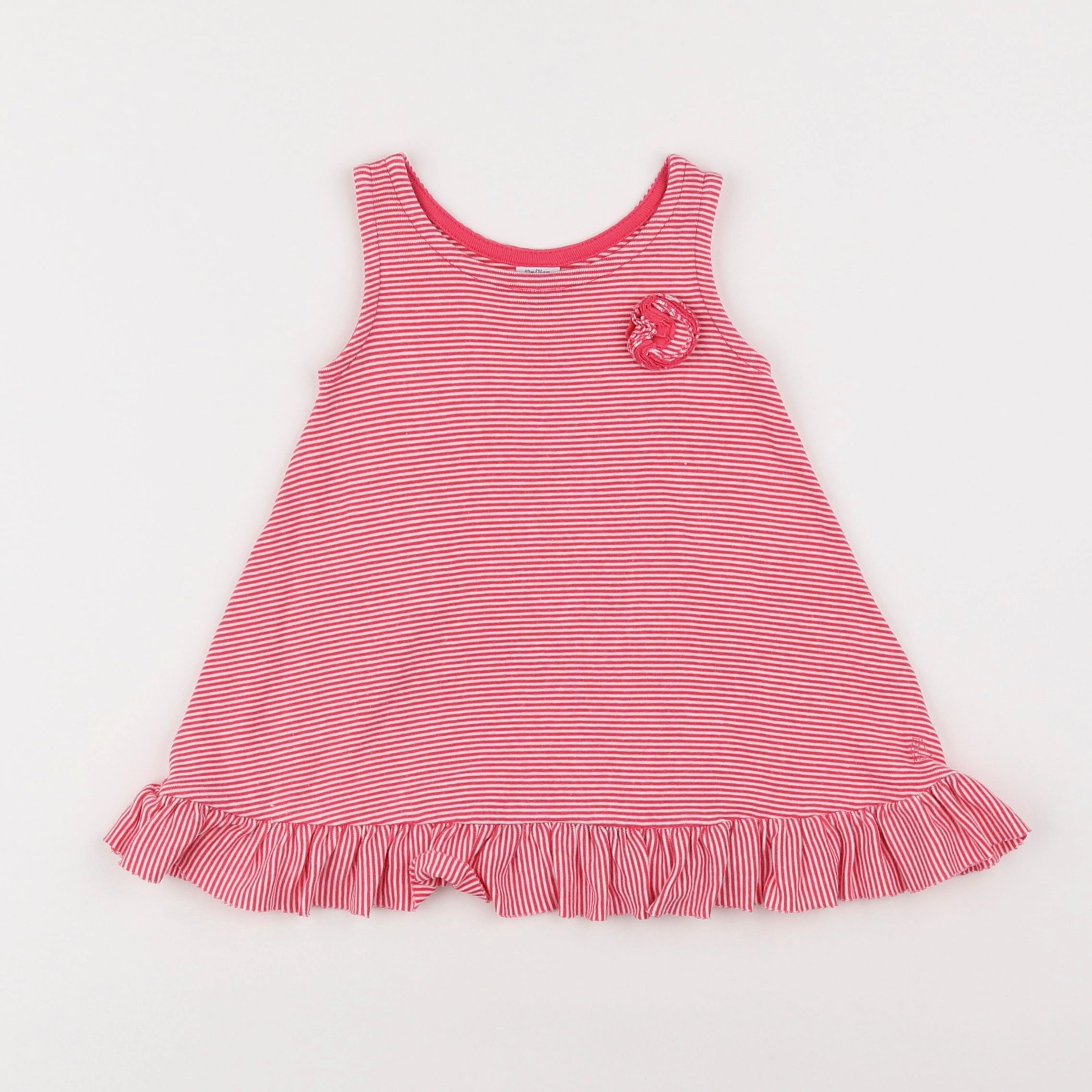 Petit Bateau - robe blanc, rose - 12 mois