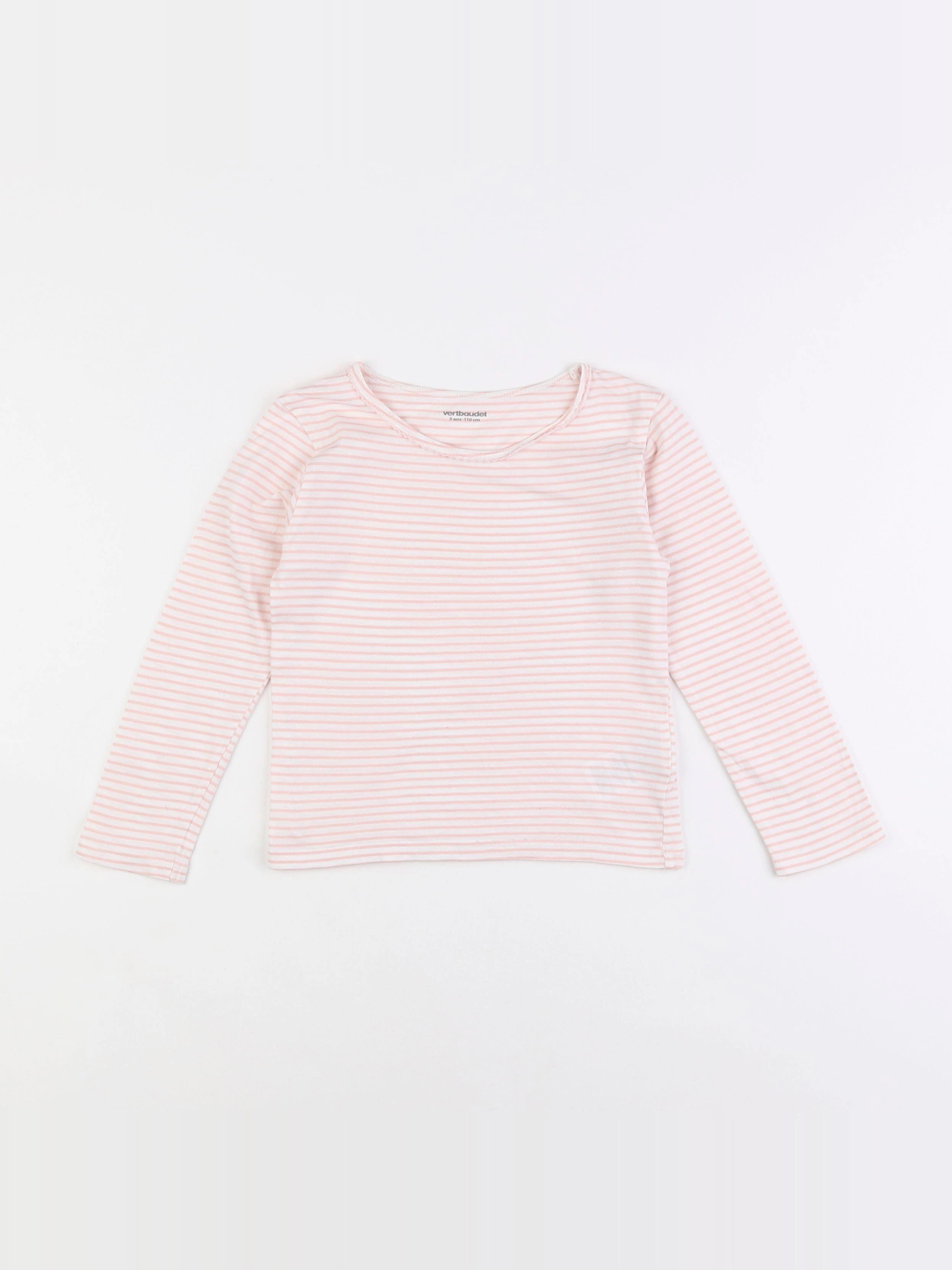 Vertbaudet - maillot de corps blanc, rose - 5 ans