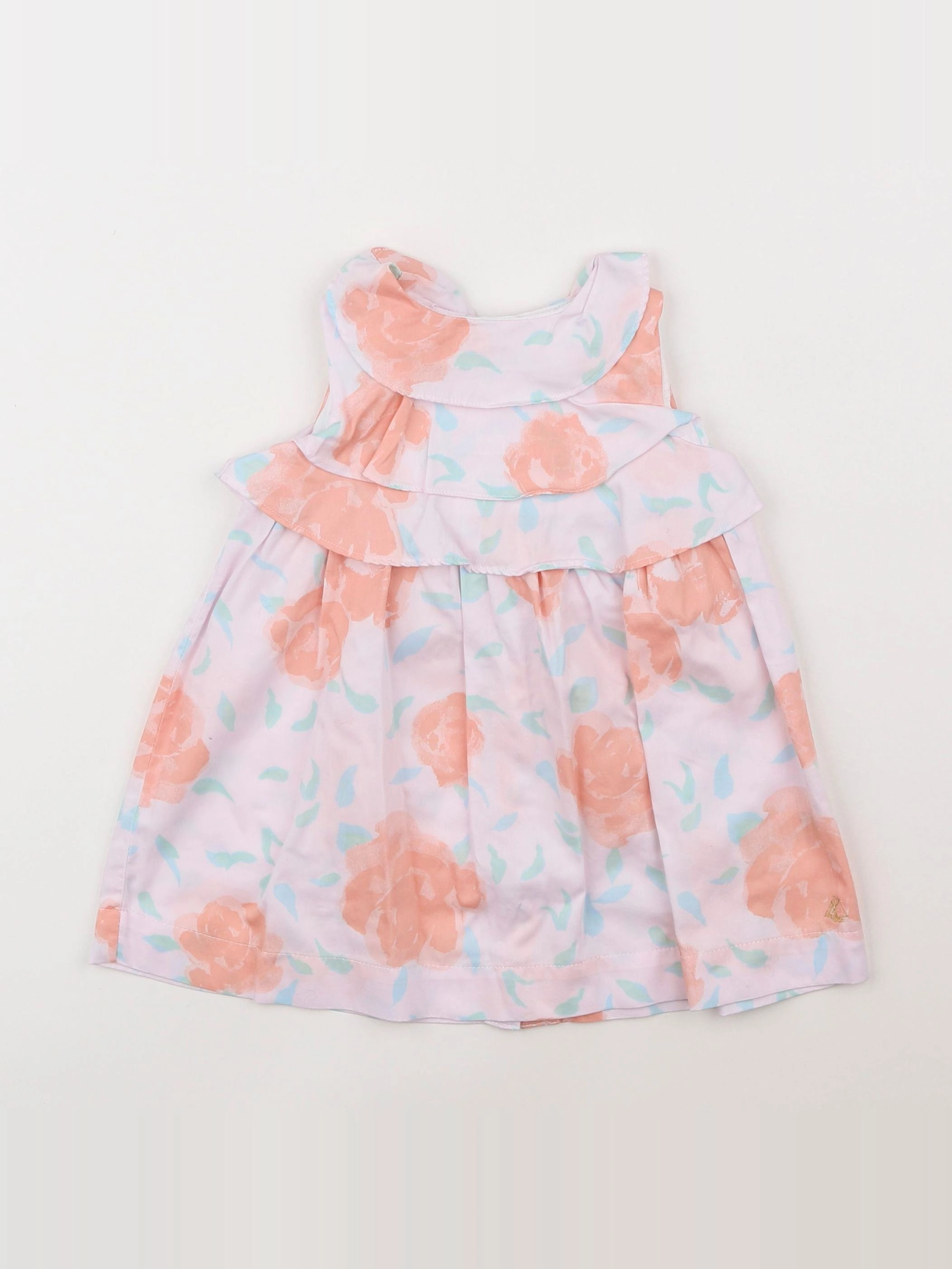 Petit Bateau - robe blanc, rose - 12 mois