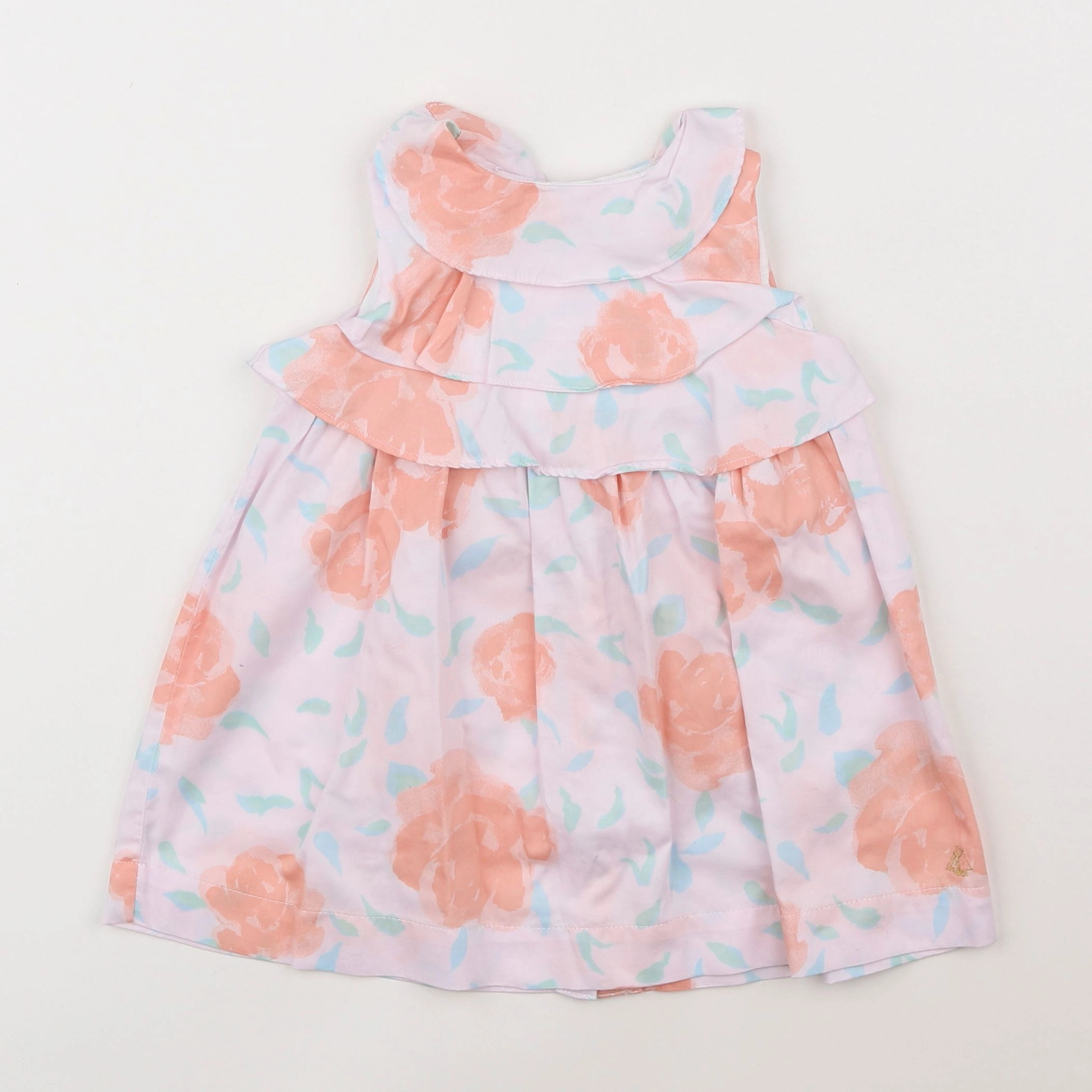 Petit Bateau - robe blanc, rose - 12 mois