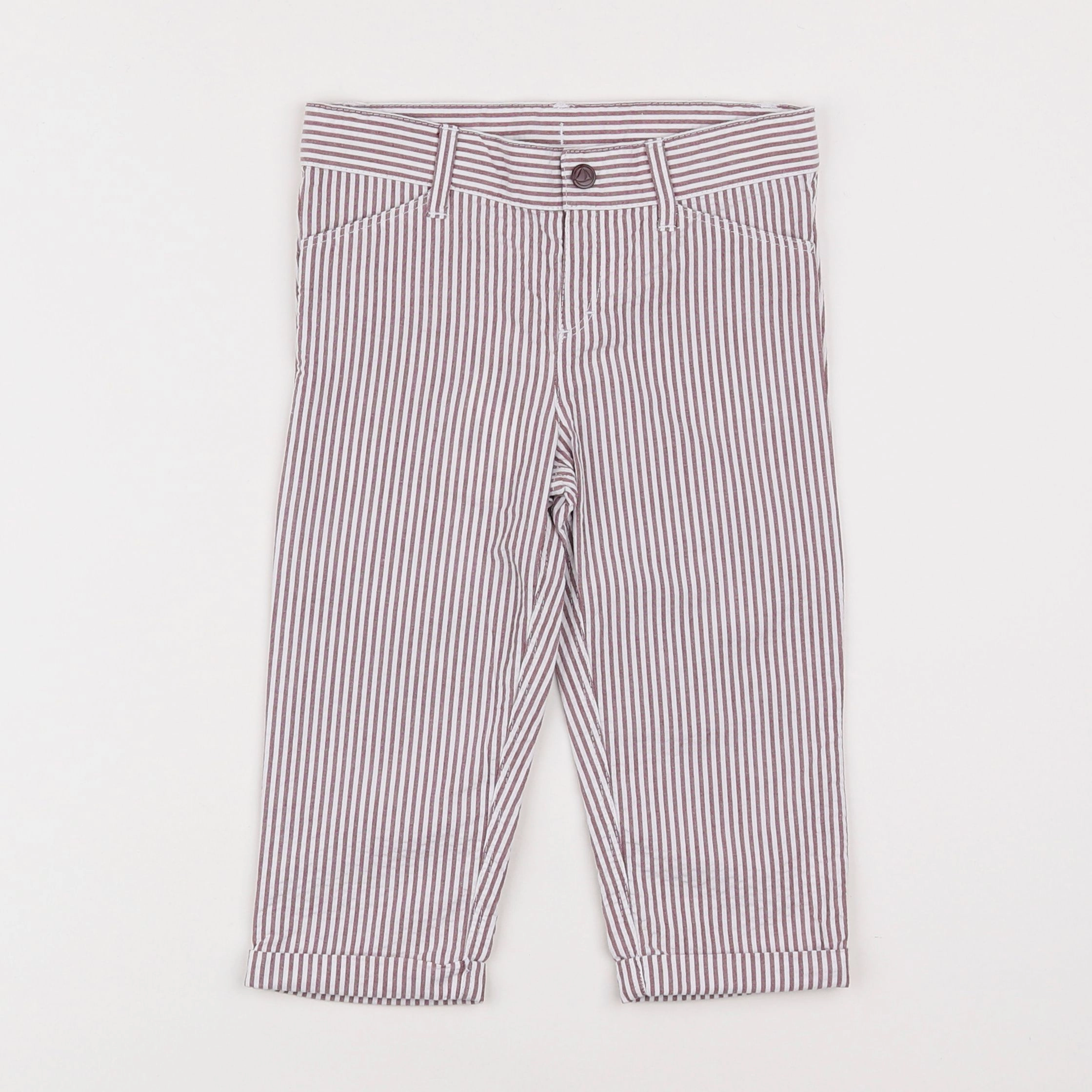 Petit Bateau - pantalon blanc, rouge - 18 mois