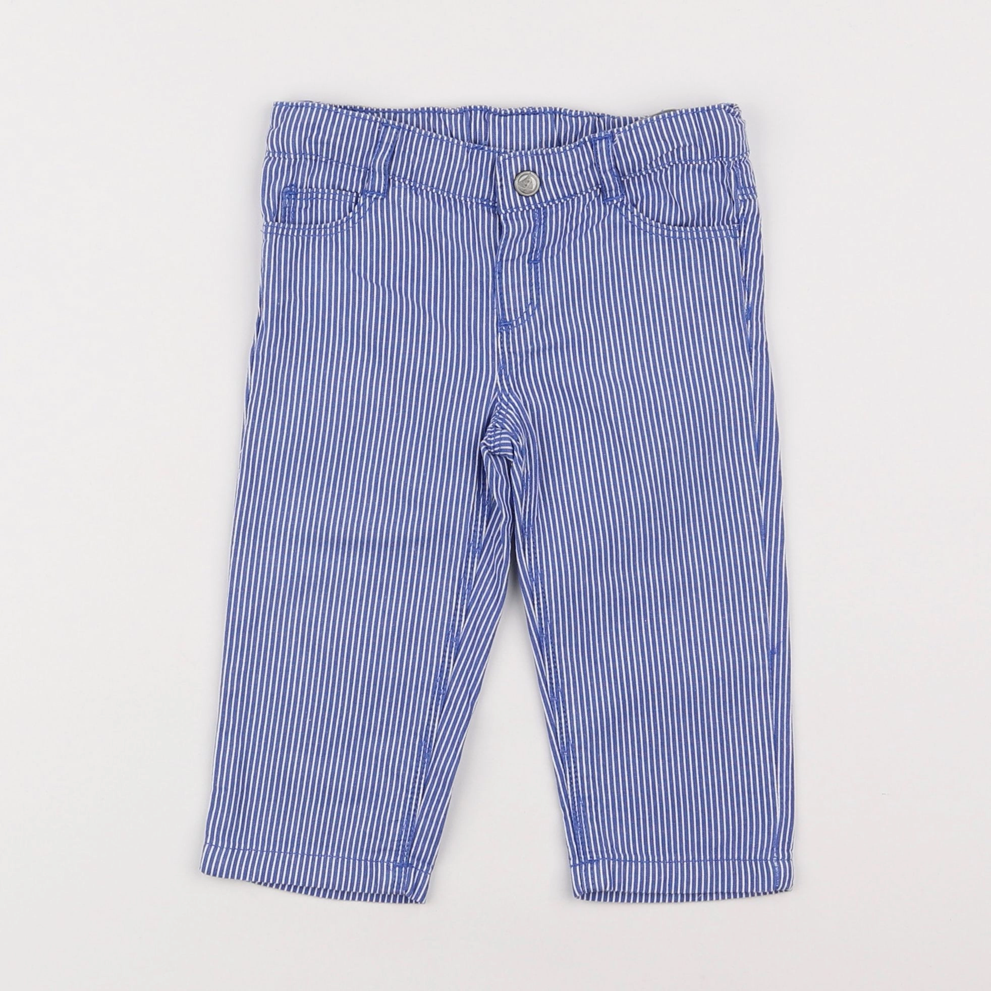 Petit Bateau - pantalon blanc, bleu - 12 mois