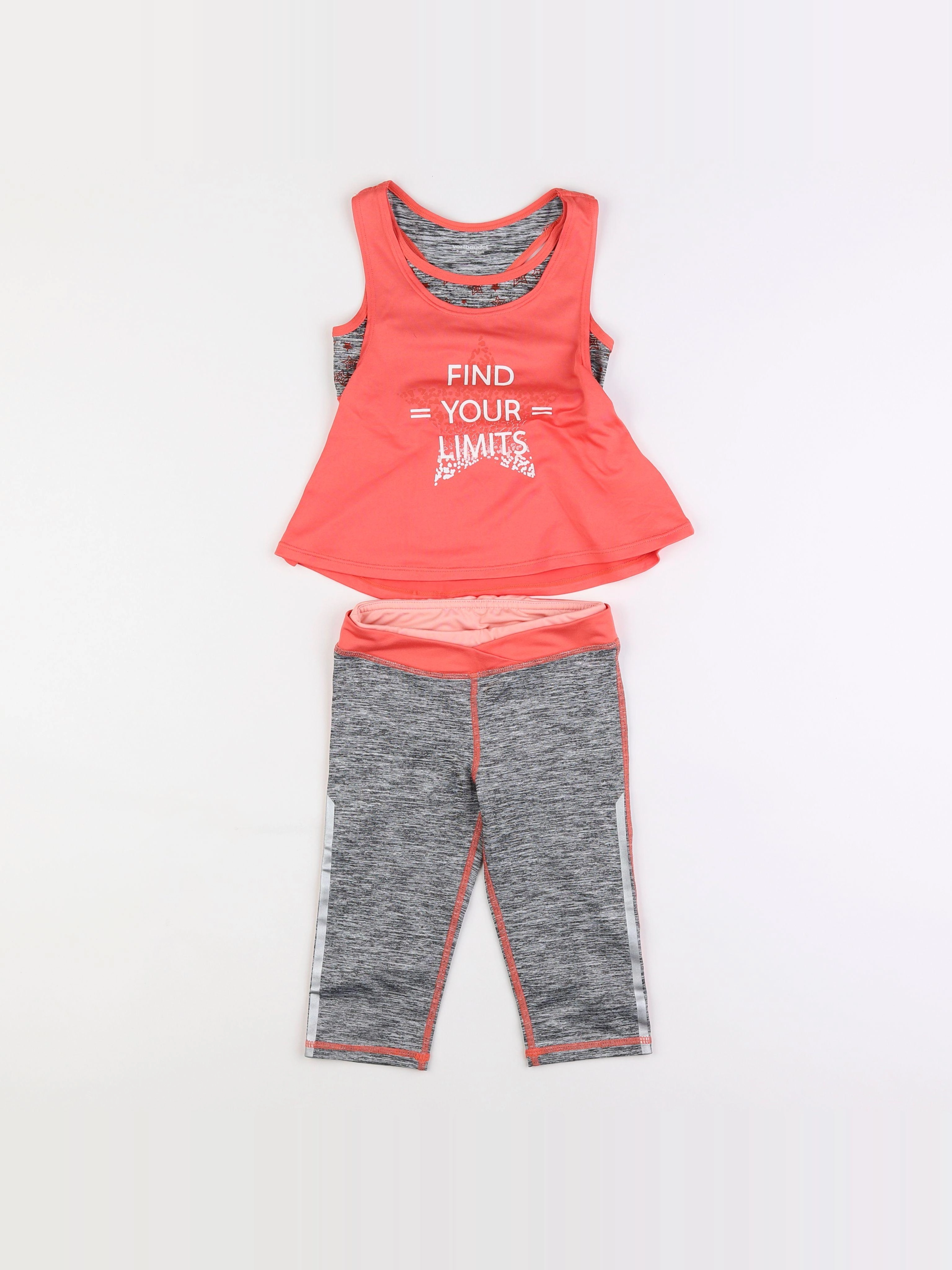 Vertbaudet - ensemble gris, rose - 4 ans