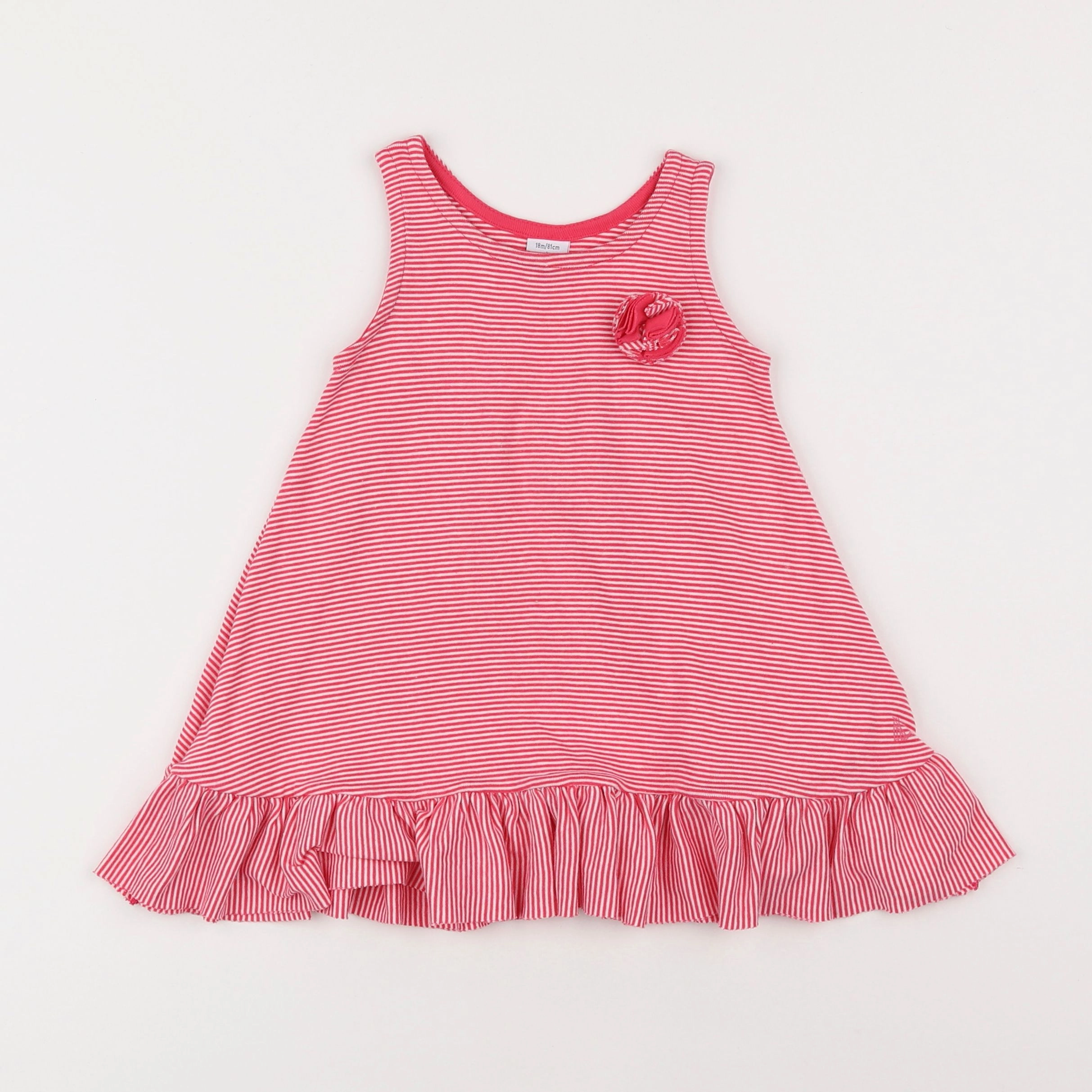 Petit Bateau - robe blanc, rose - 18 mois