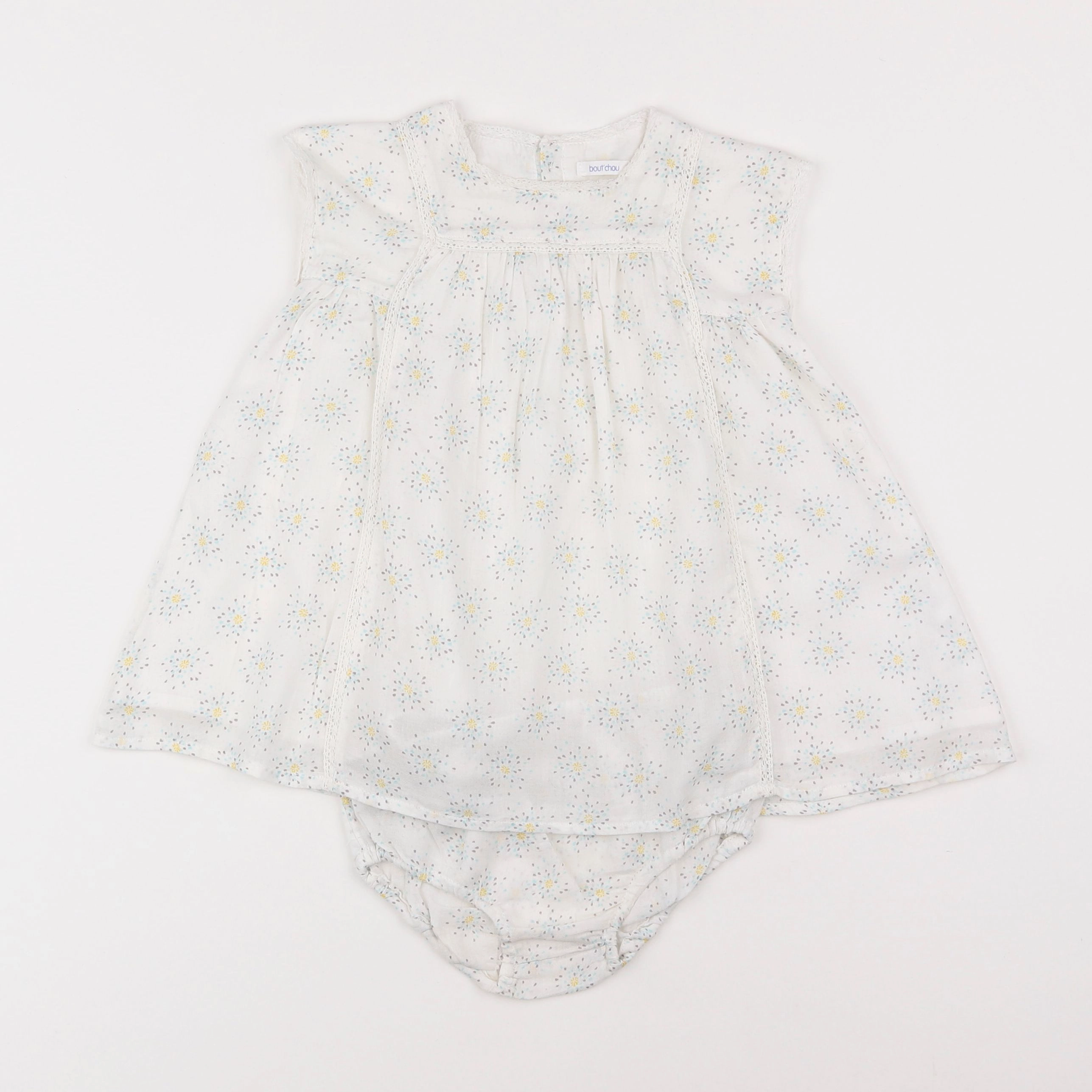 Boutchou - robe beige, bleu - 12 mois