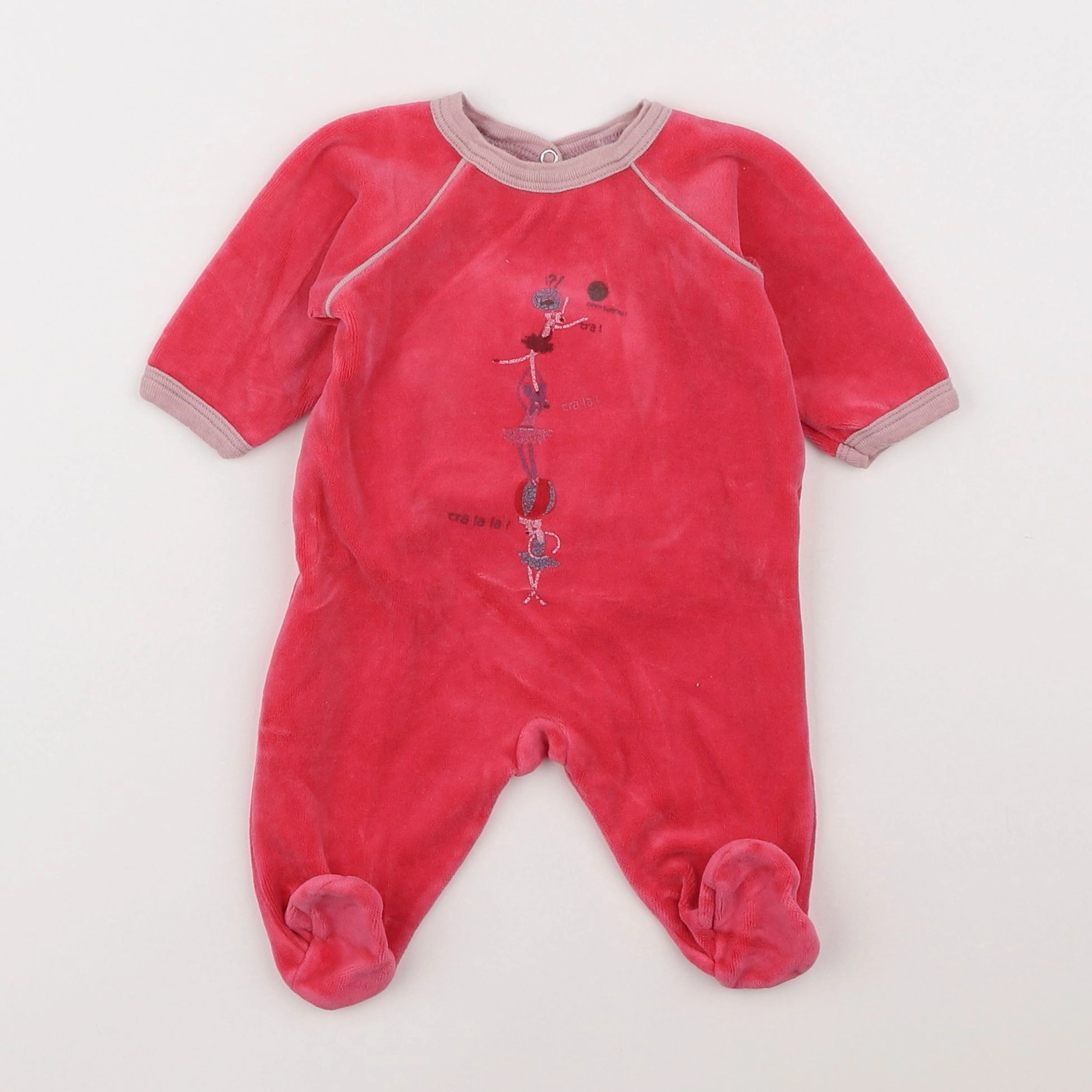 Petit Bateau - pyjama velours rose - 1 mois