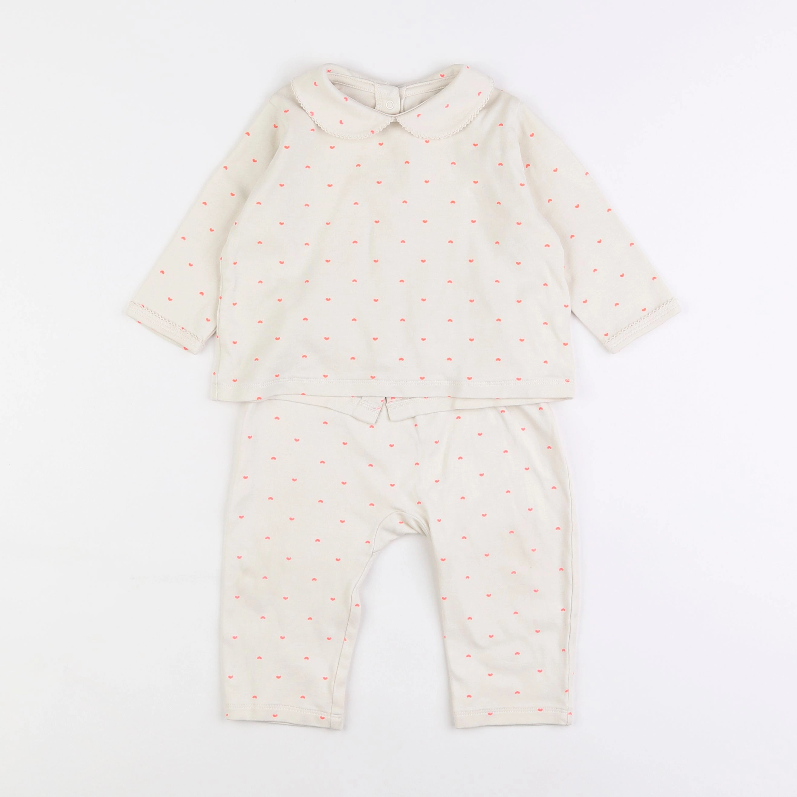 Vertbaudet - pyjama coton beige, rose - 18 mois