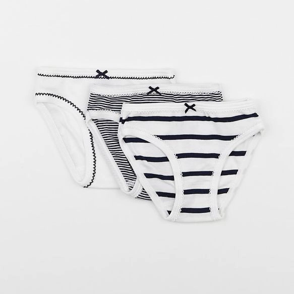 Petit Bateau - lot de 3 culottes blanc, bleu - 2 ans