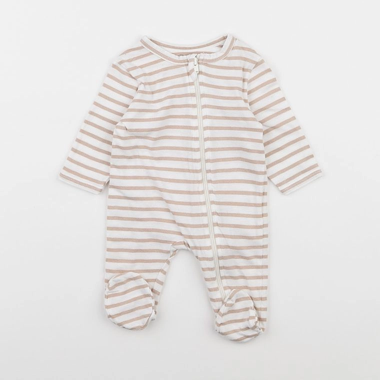 Vertbaudet - pyjama coton blanc, beige - 1 mois