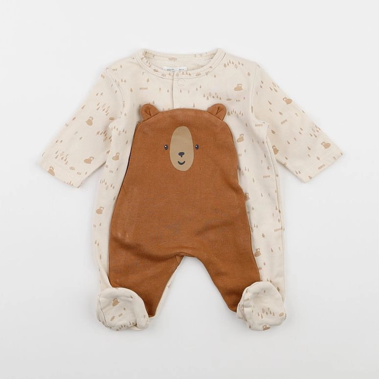 Vertbaudet - pyjama coton beige - 1 mois