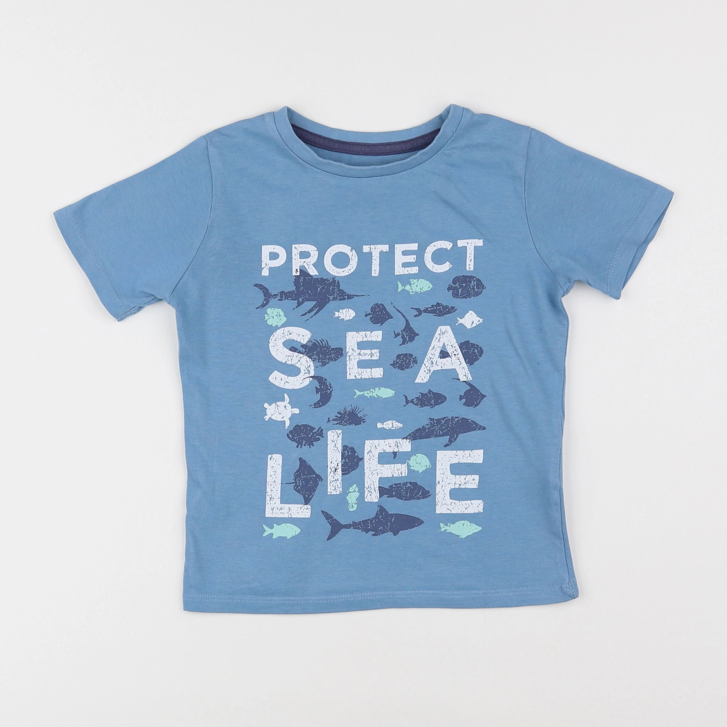 Vertbaudet - tee-shirt bleu - 5 ans