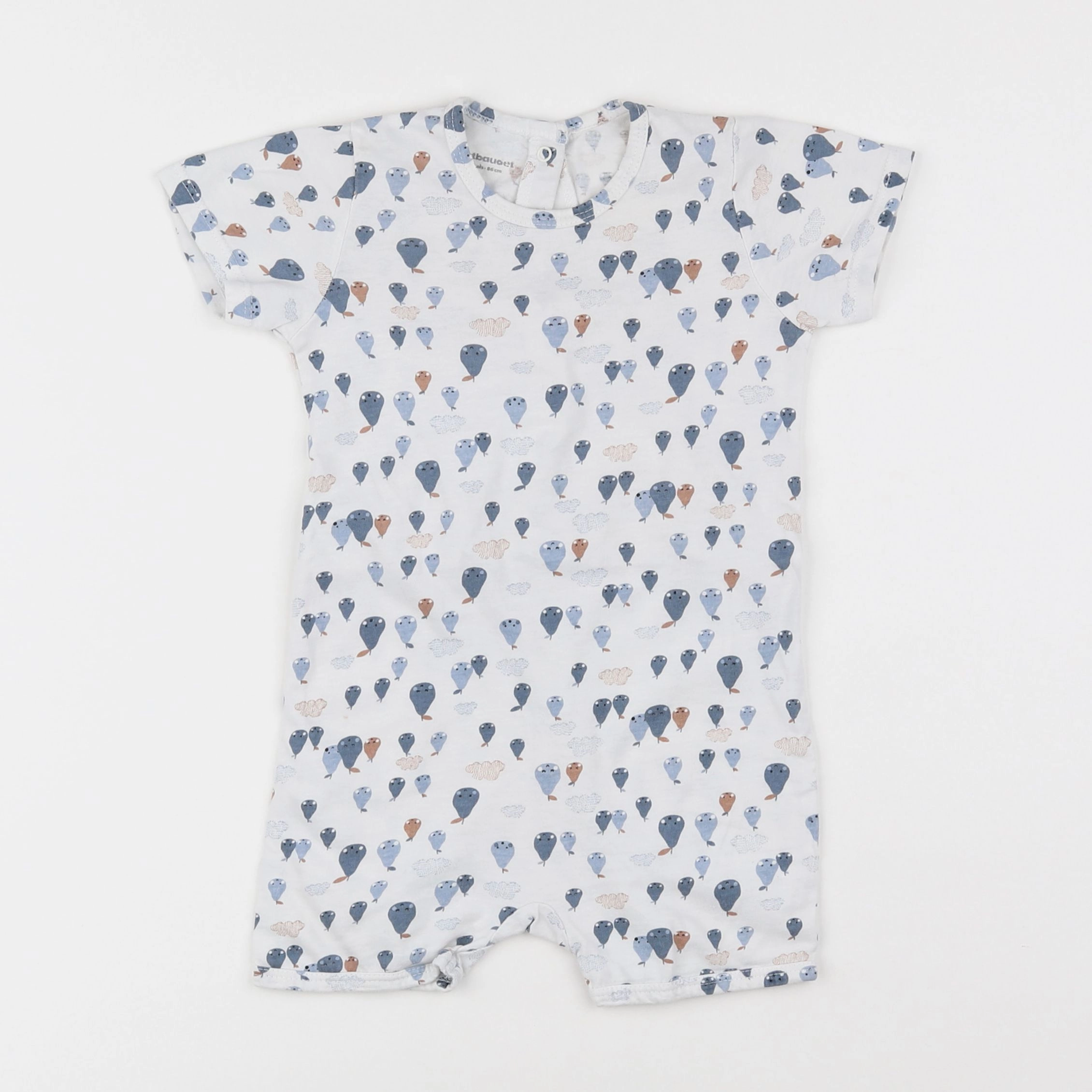 Vertbaudet - pyjama coton bleu, blanc - 2 ans