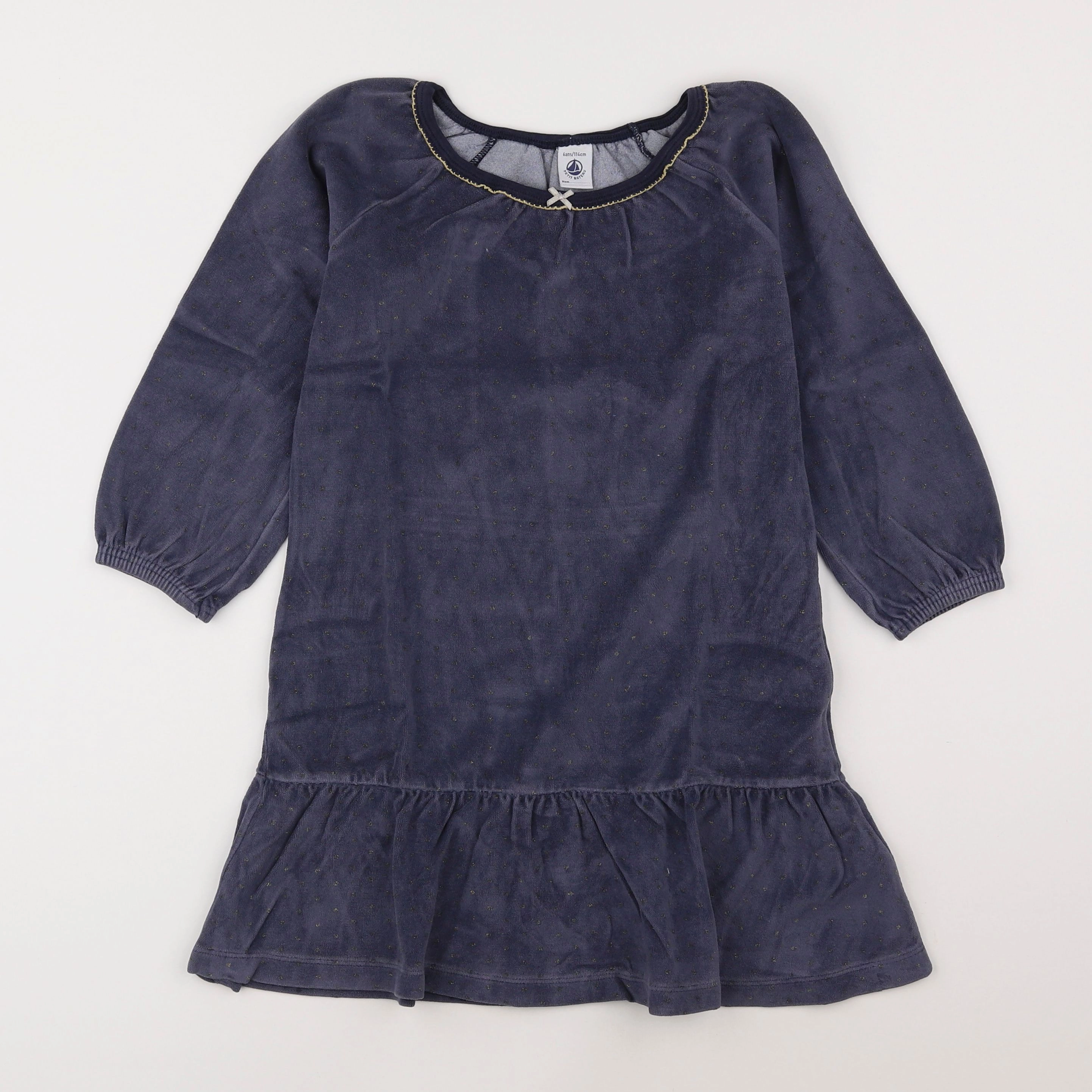 Petit Bateau - chemise de nuit velours bleu - 8 ans