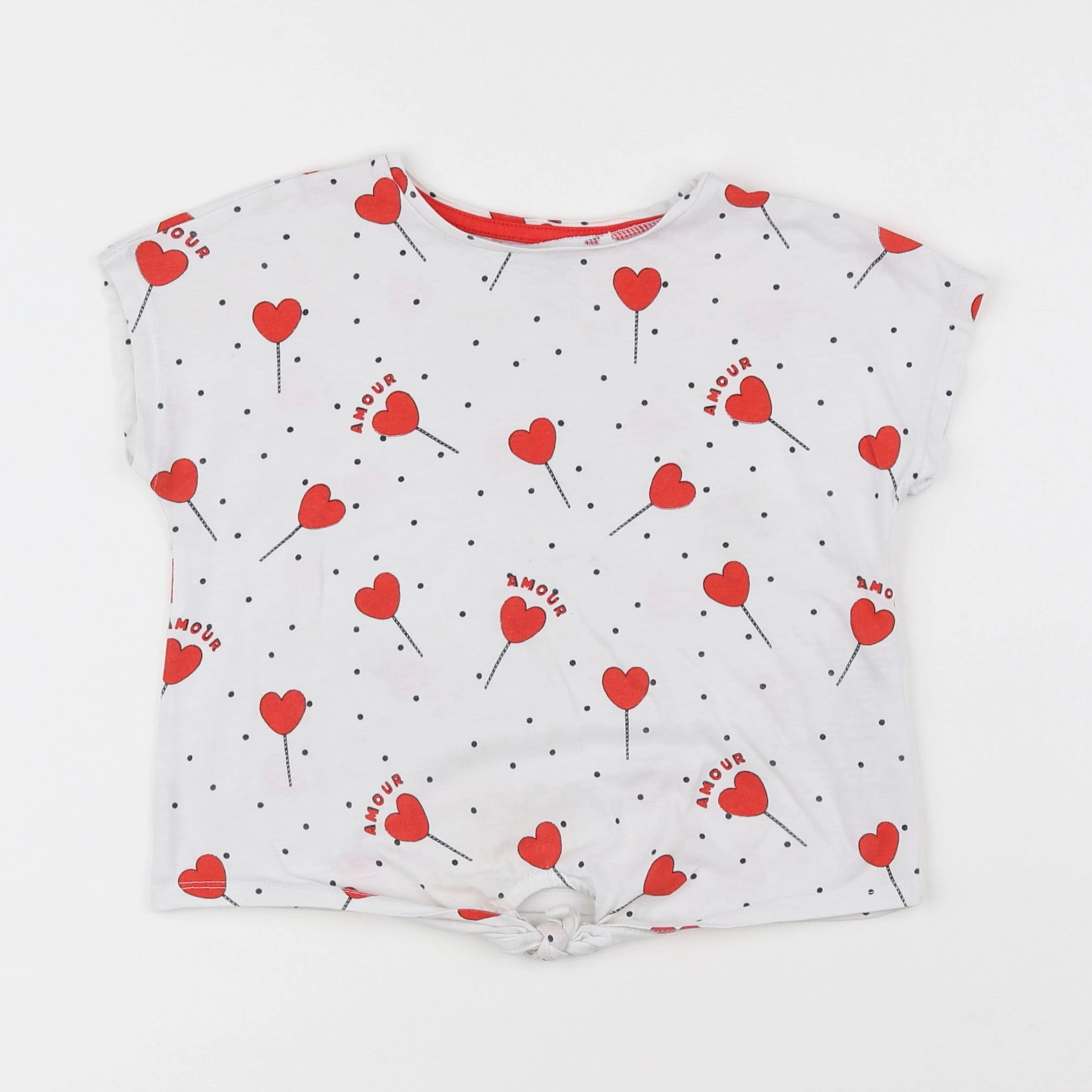 Vertbaudet - tee-shirt rouge, blanc - 5 ans