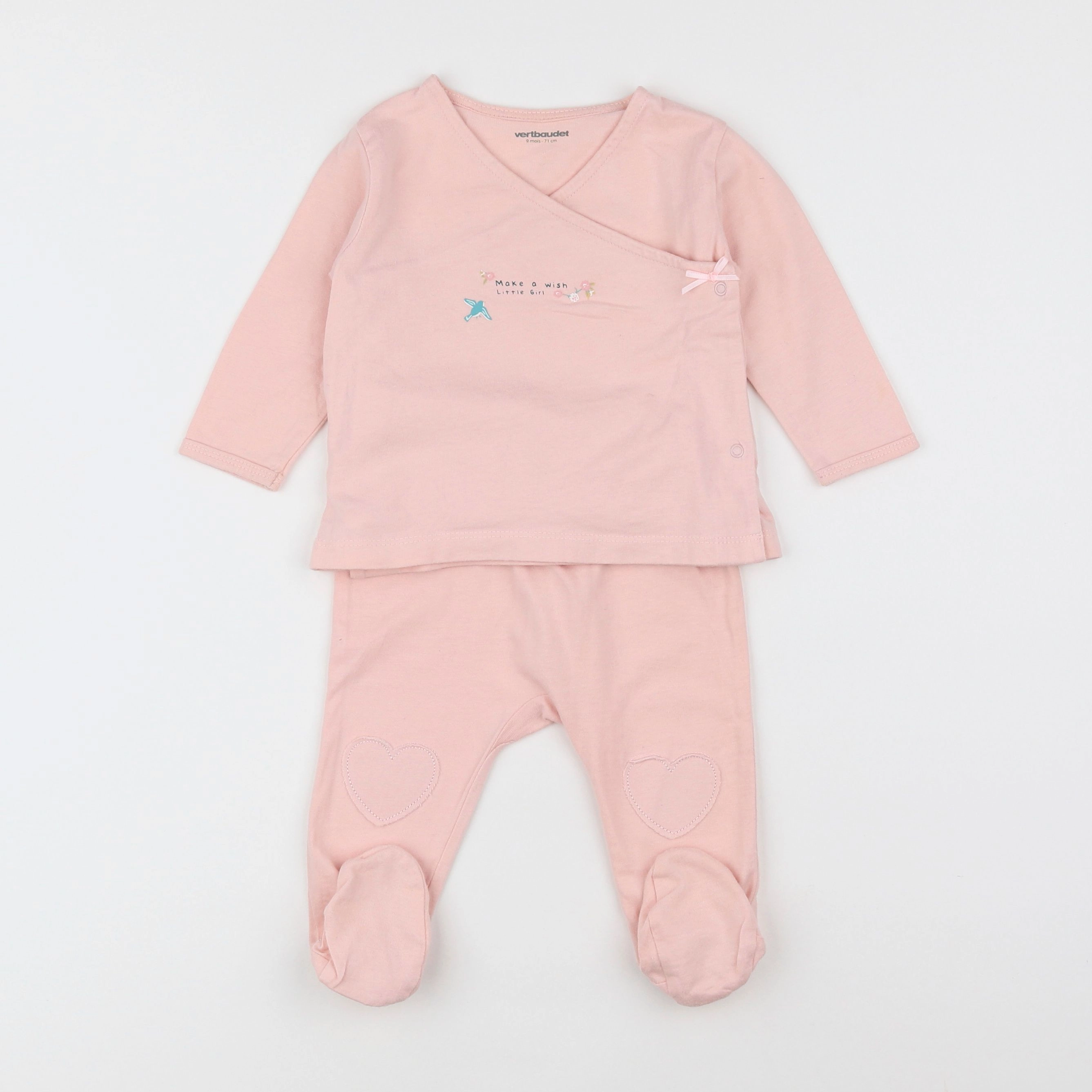 Vertbaudet - pyjama coton rose - 9 mois