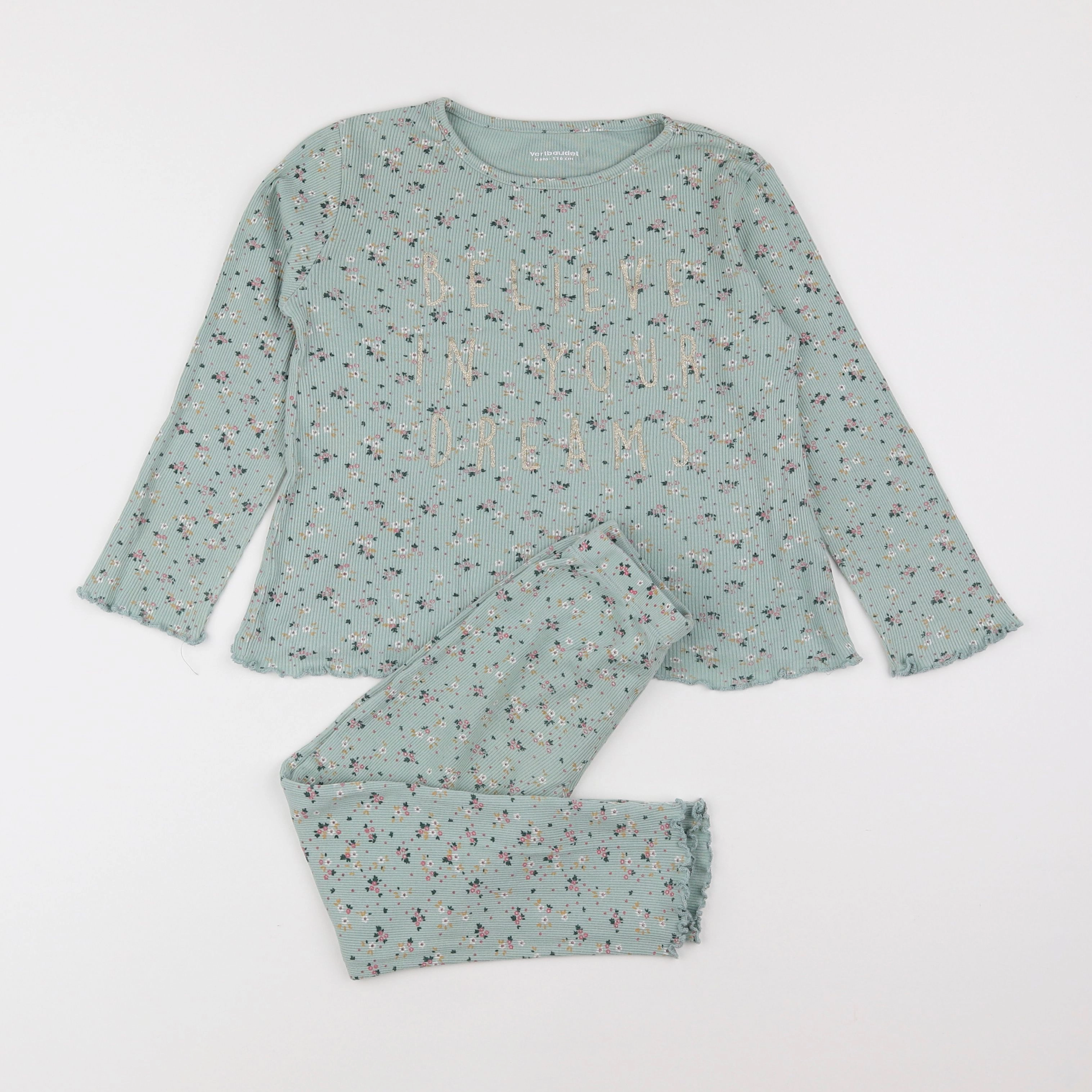 Vertbaudet - pyjama coton vert - 6 ans