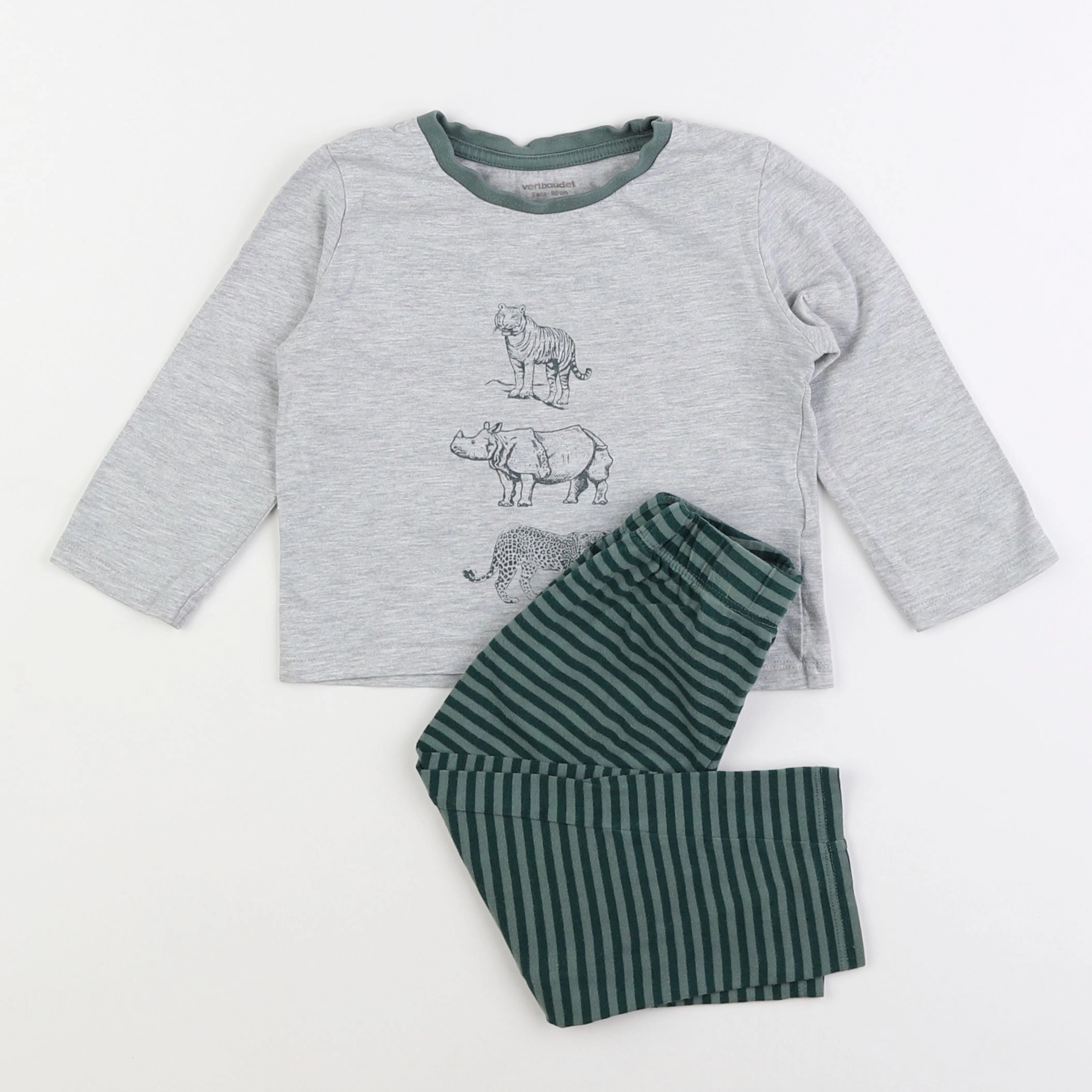 Vertbaudet - pyjama coton vert - 2 ans