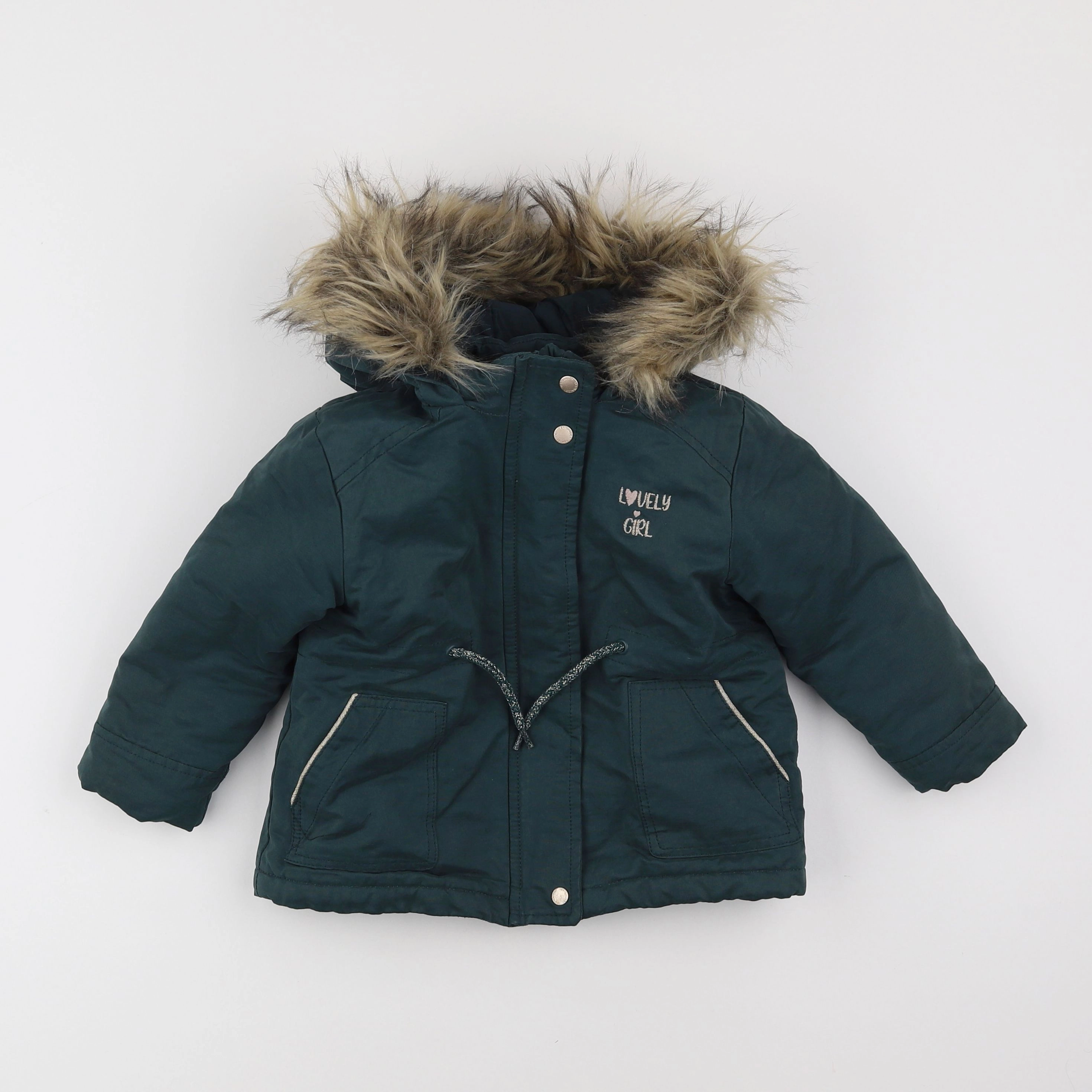 Vertbaudet - parka doublure amovible vert - 2 ans