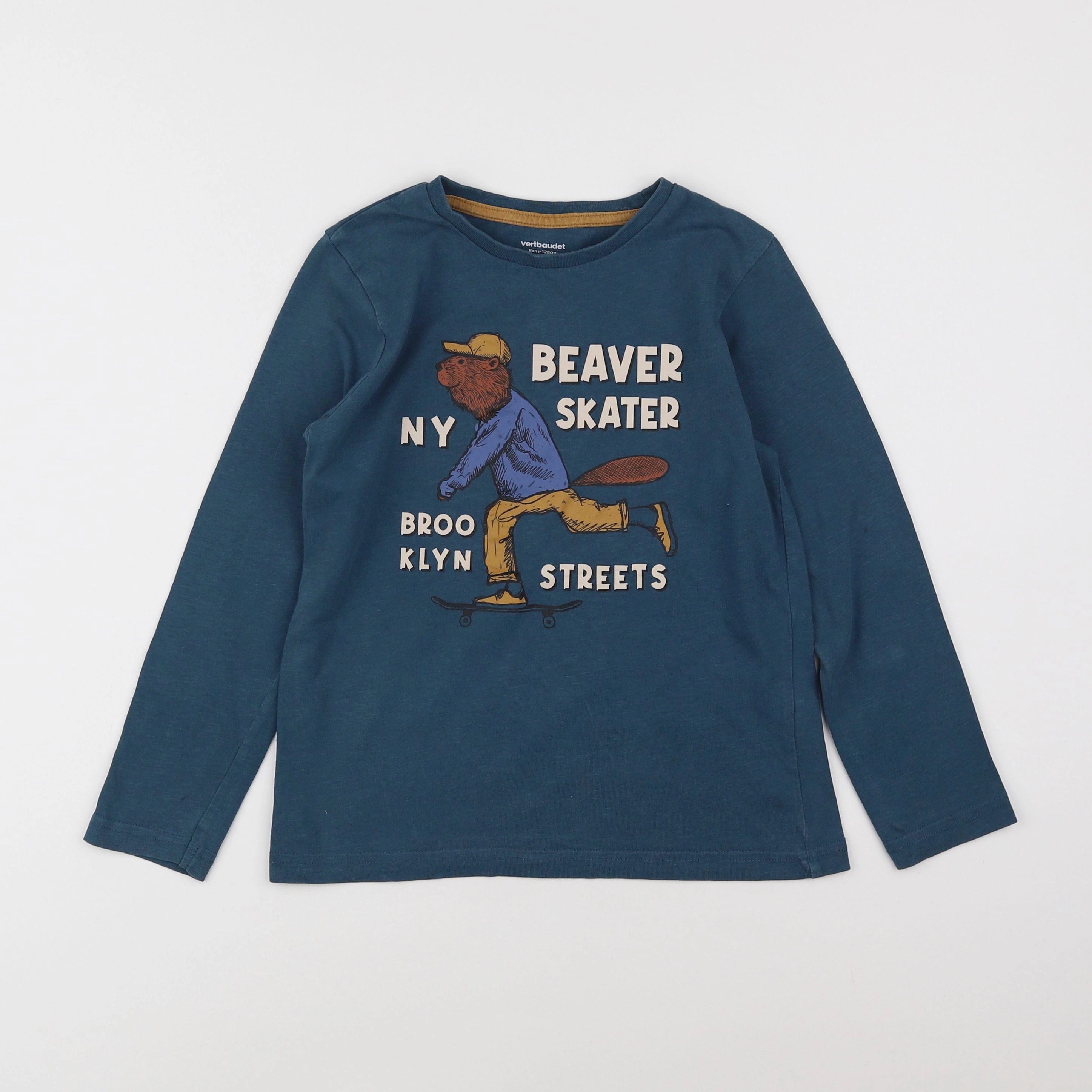 Vertbaudet - tee-shirt bleu - 8 ans