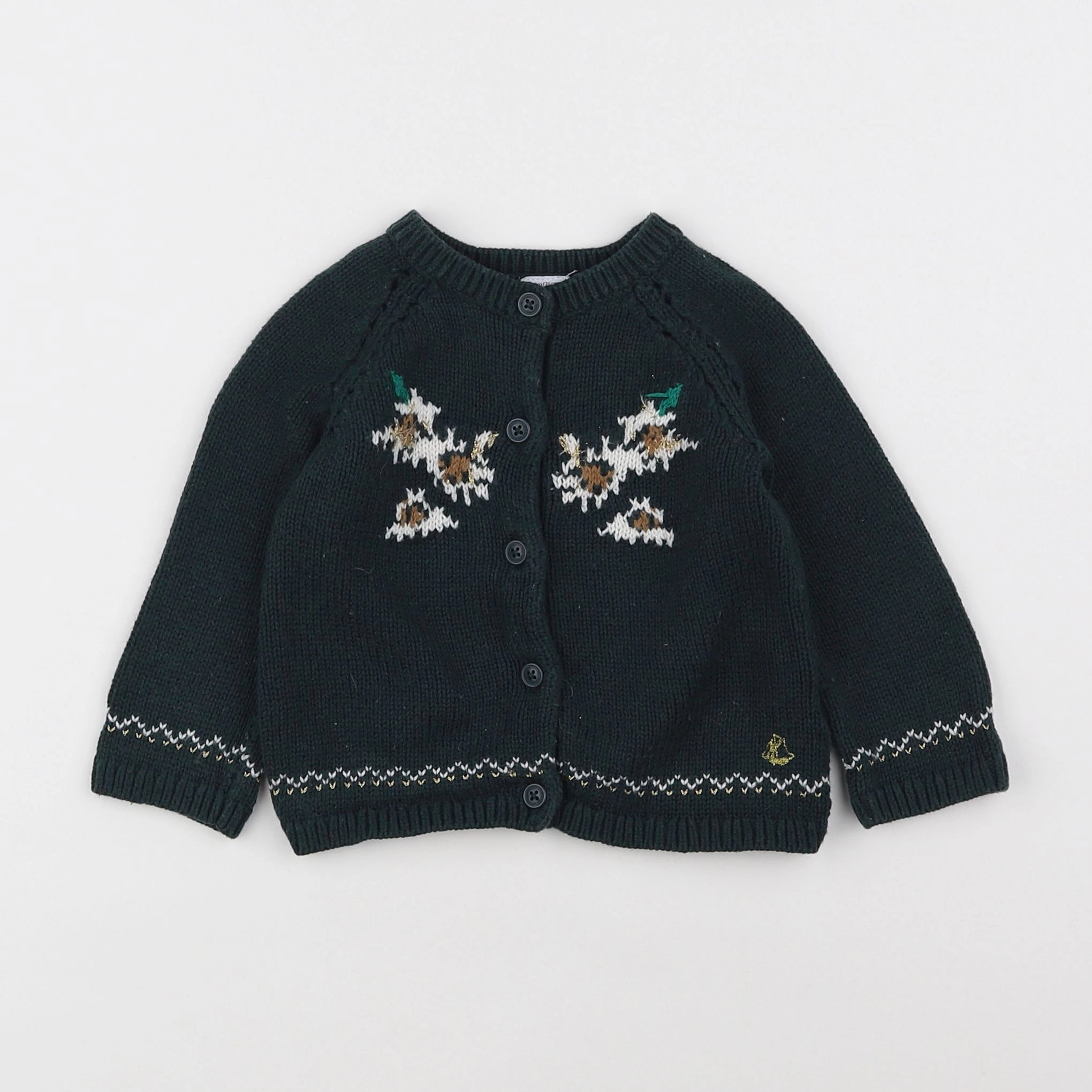 Petit Bateau - gilet vert - 12 mois