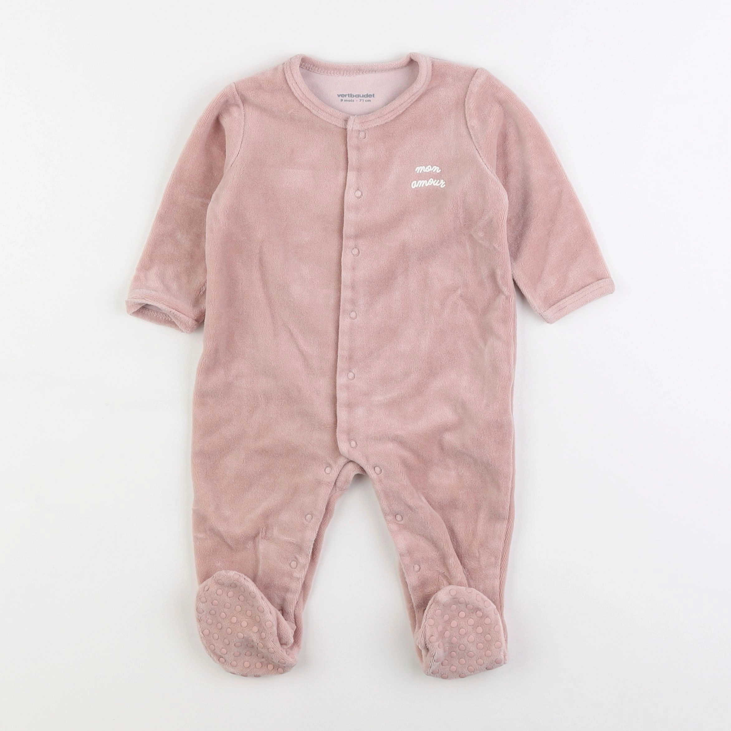 Vertbaudet - pyjama velours rose - 9 mois