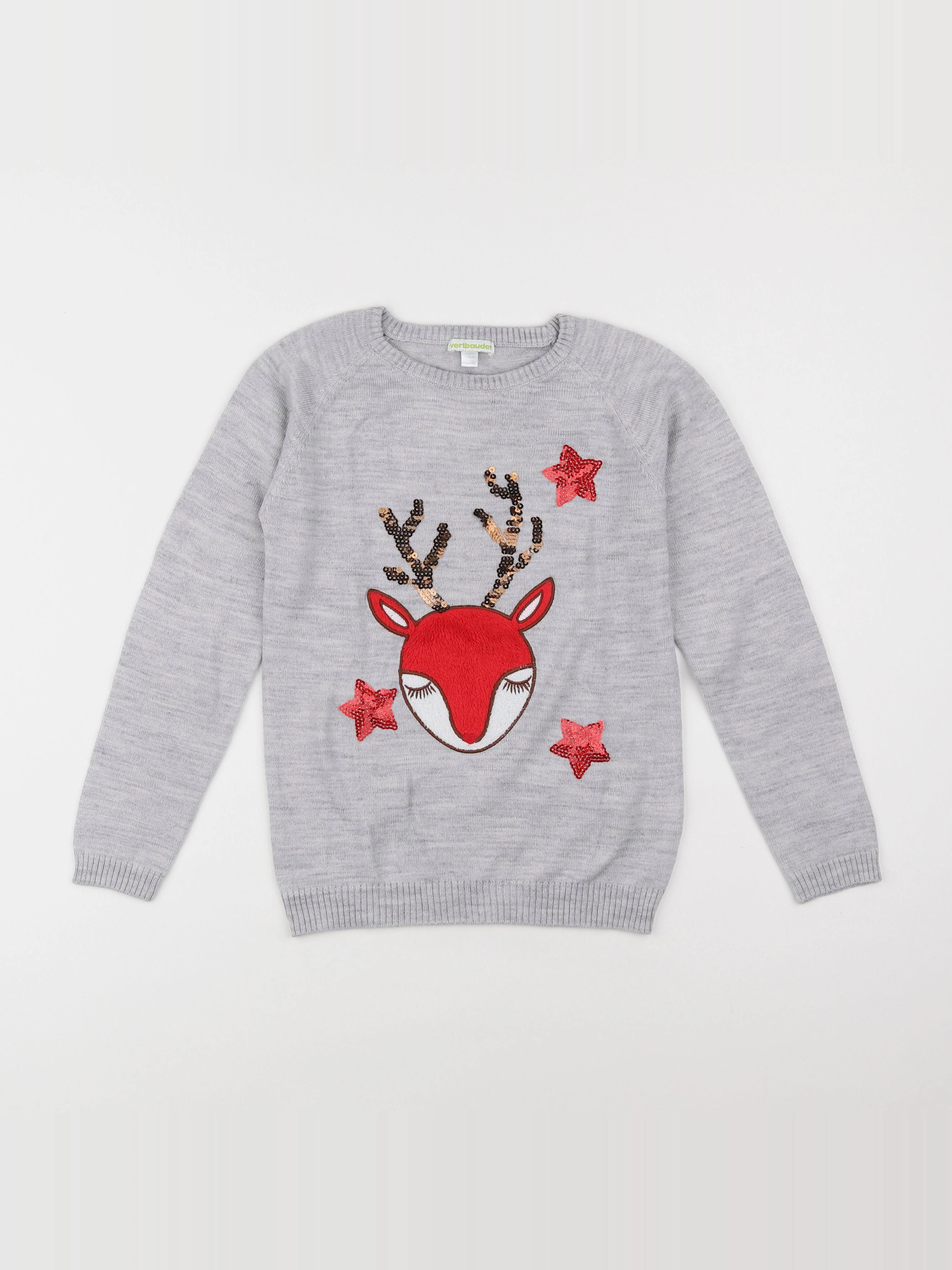 Vertbaudet - pull gris - 10 ans