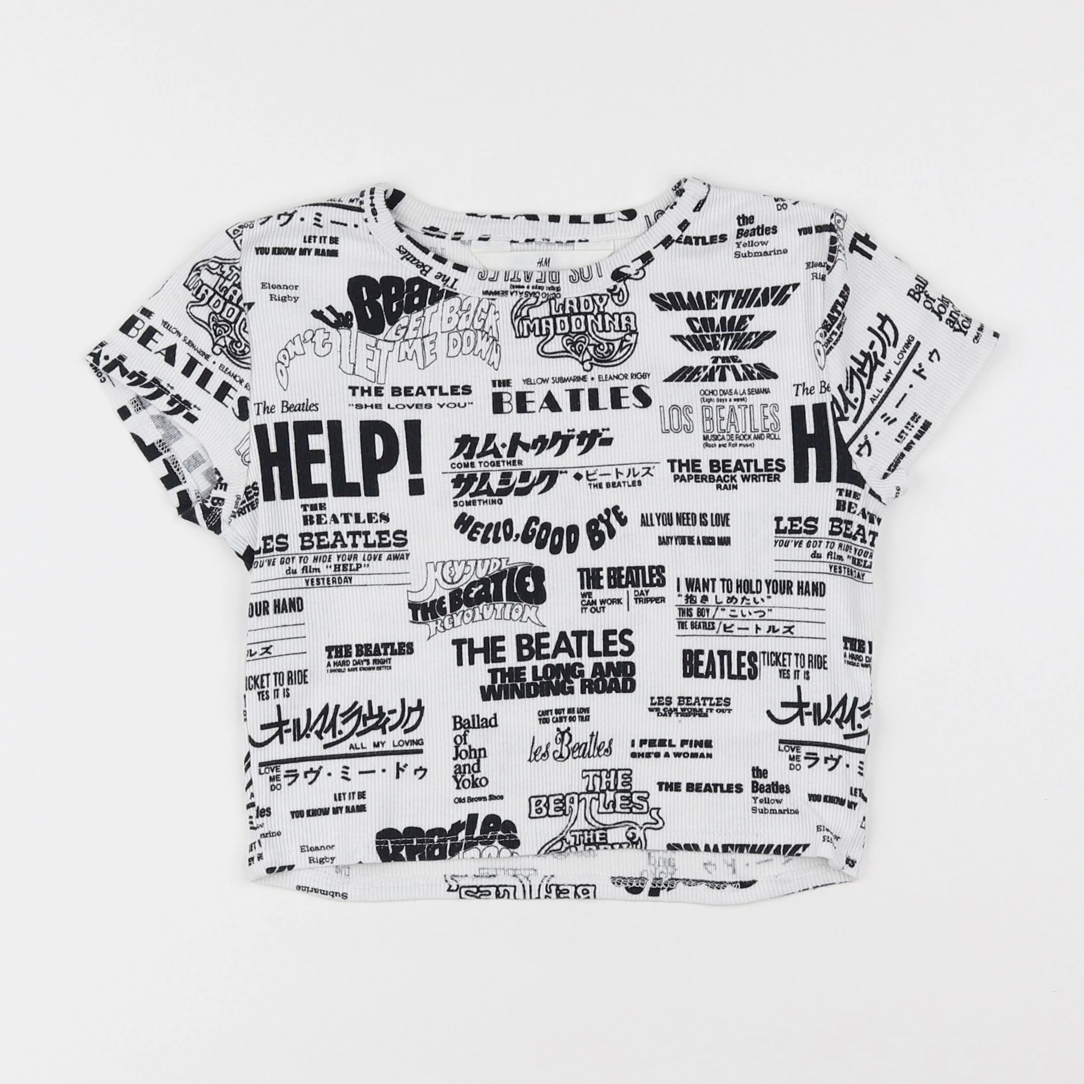 H&M - tee-shirt blanc, noir - 8/10 ans