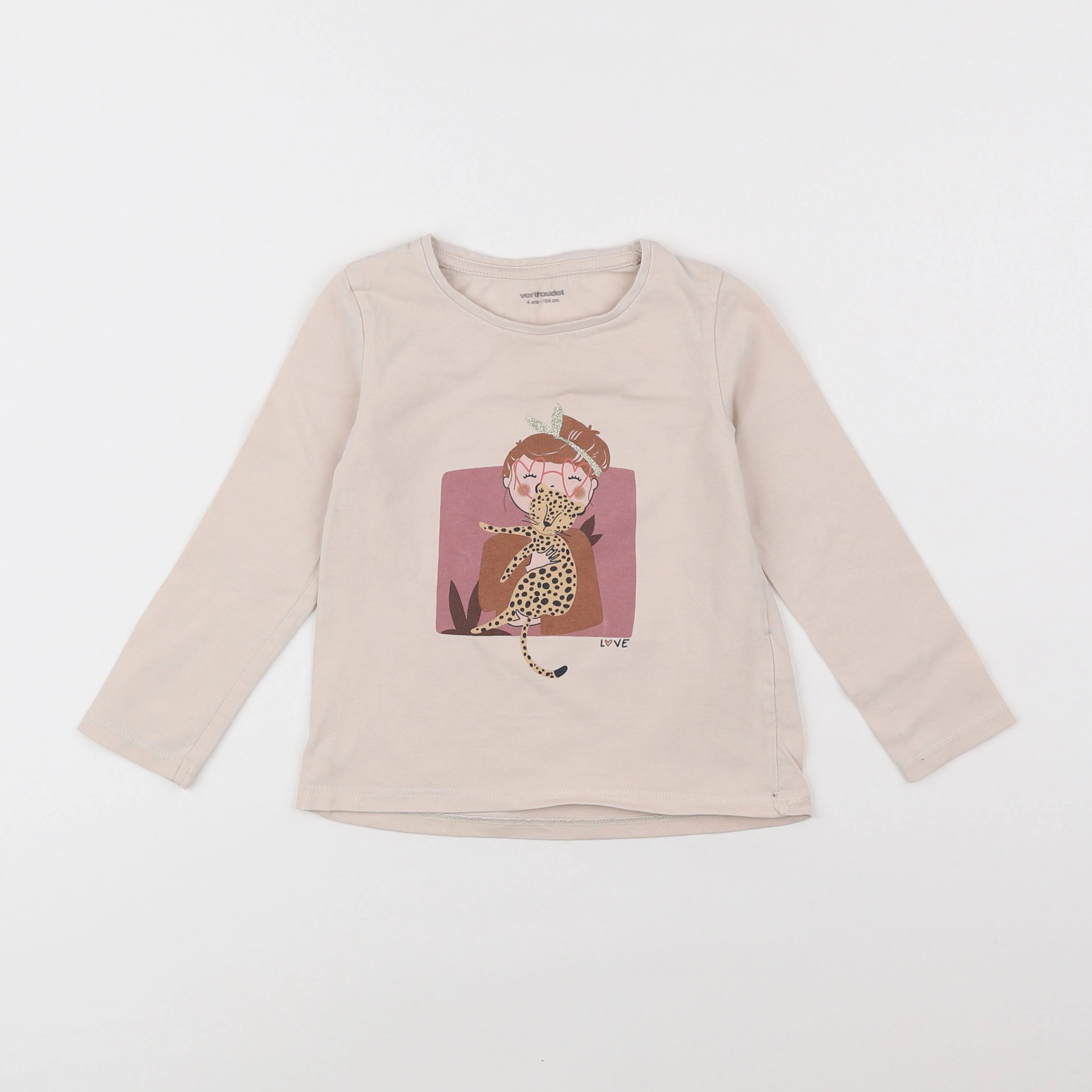 Vertbaudet - tee-shirt beige - 4 ans