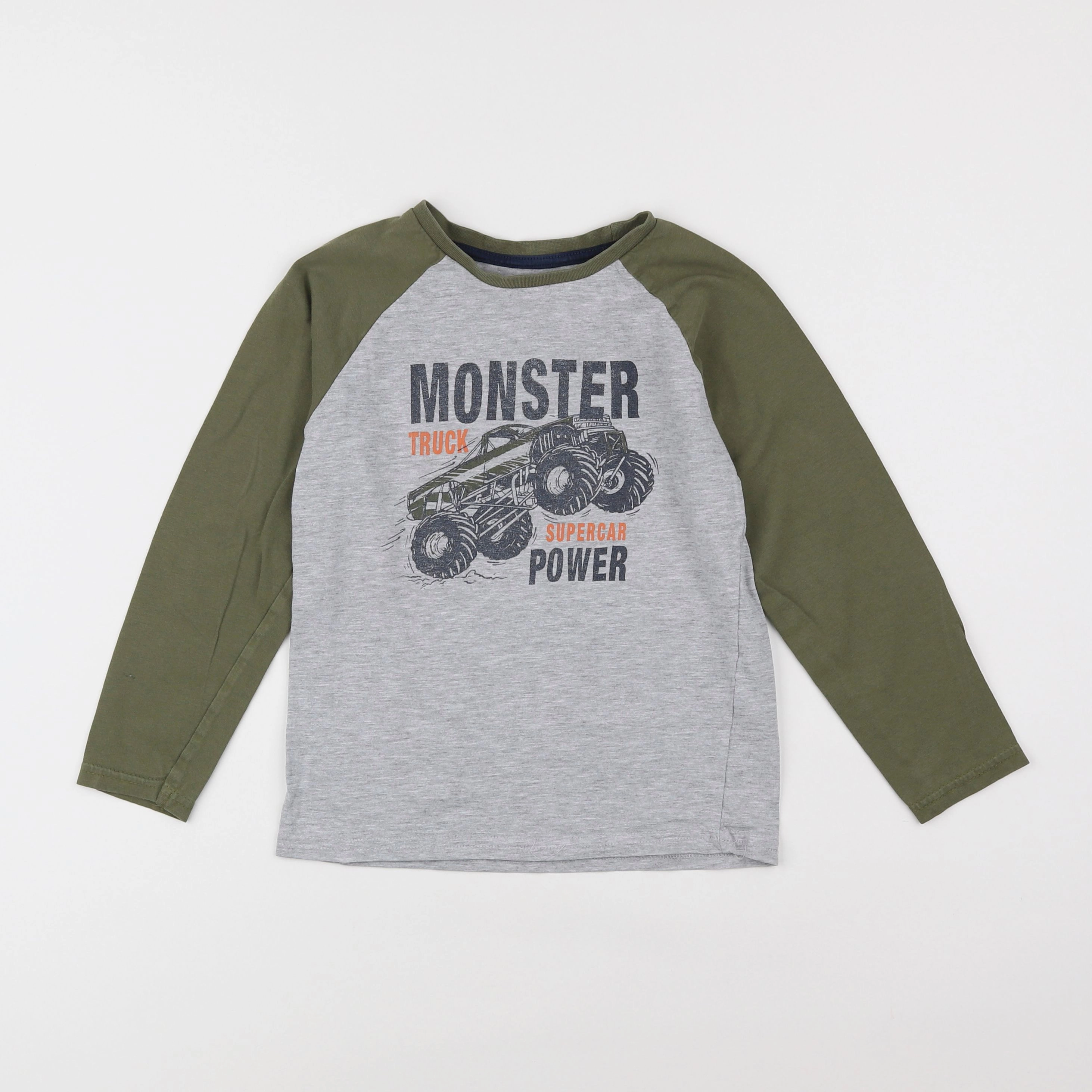 Vertbaudet - tee-shirt gris, vert - 8 ans