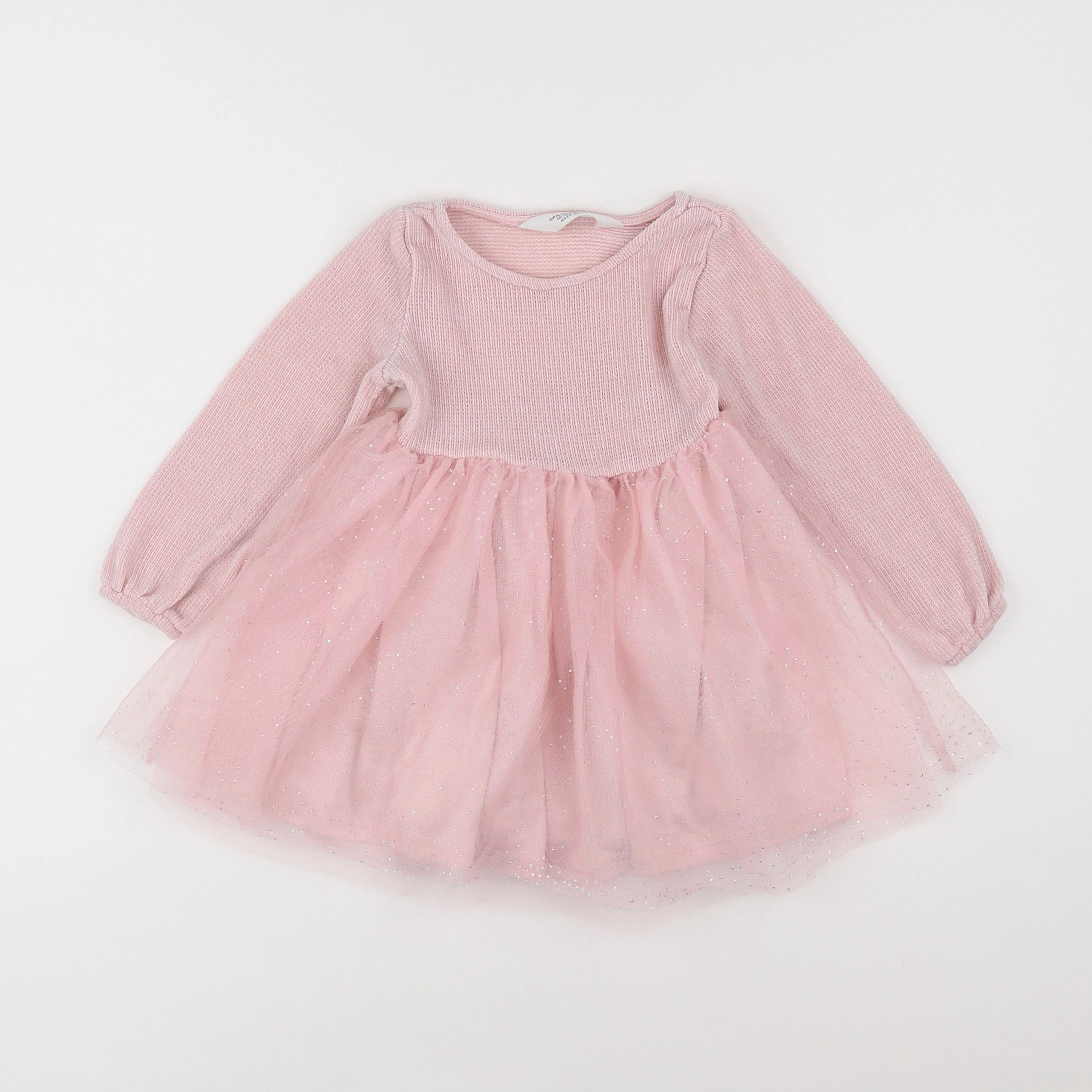 H&M - robe rose, argent - 2/4 ans