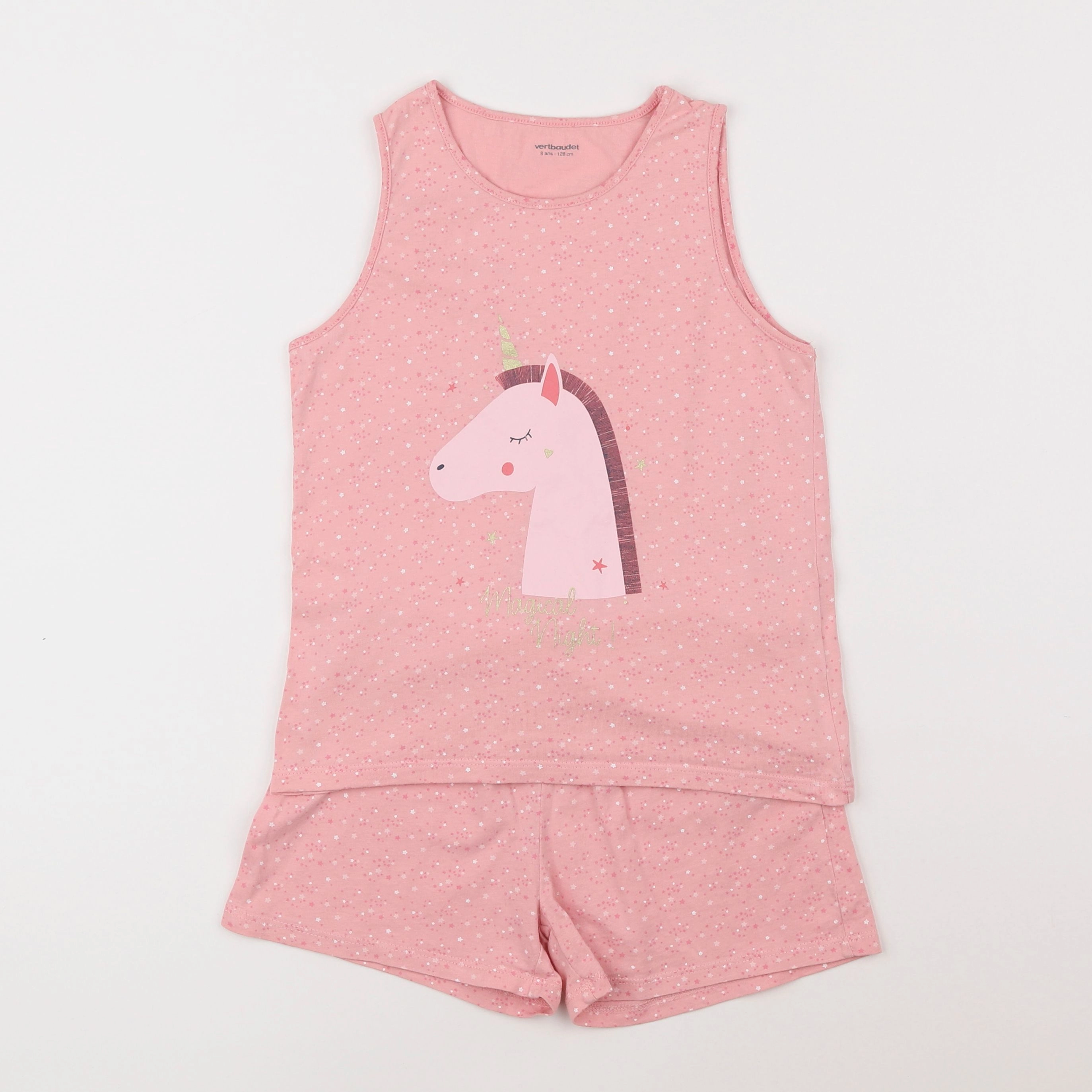 Vertbaudet - pyjama coton rose - 8 ans