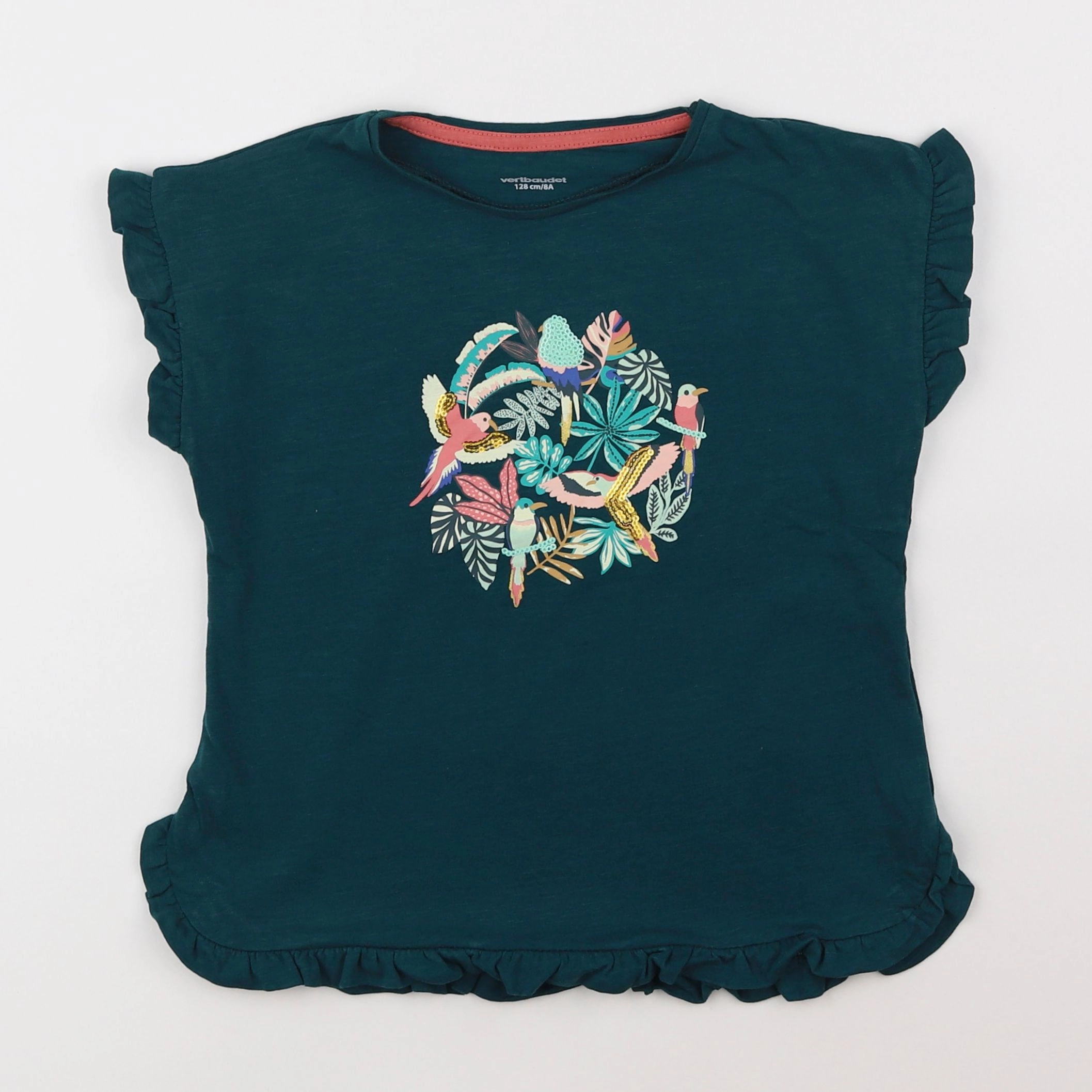 Vertbaudet - tee-shirt vert - 8 ans