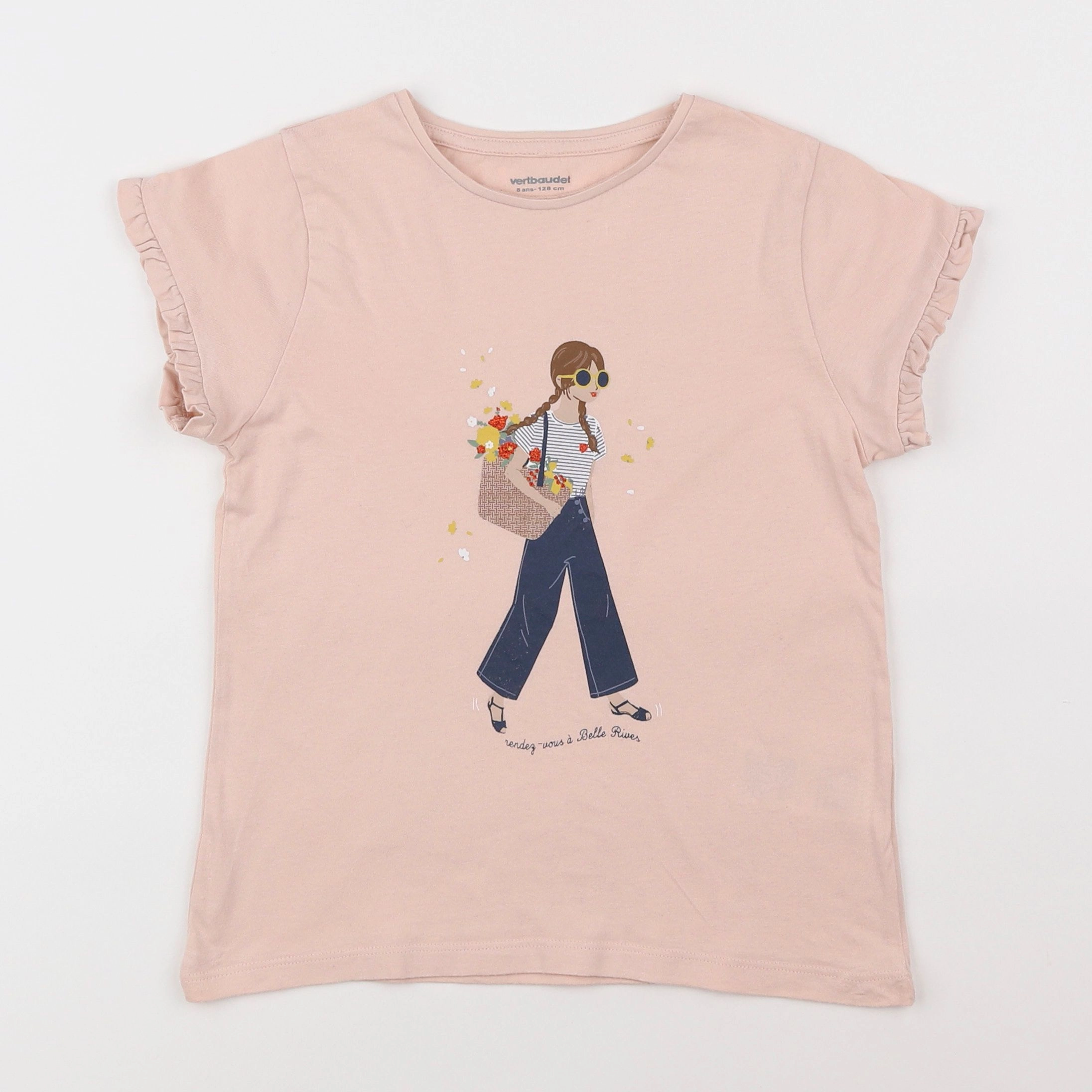 Vertbaudet - tee-shirt rose - 8 ans