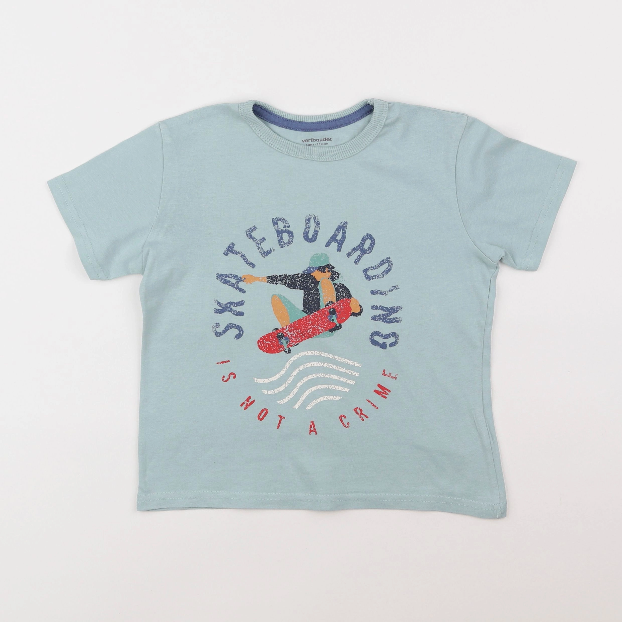 Vertbaudet - tee-shirt bleu - 5 ans