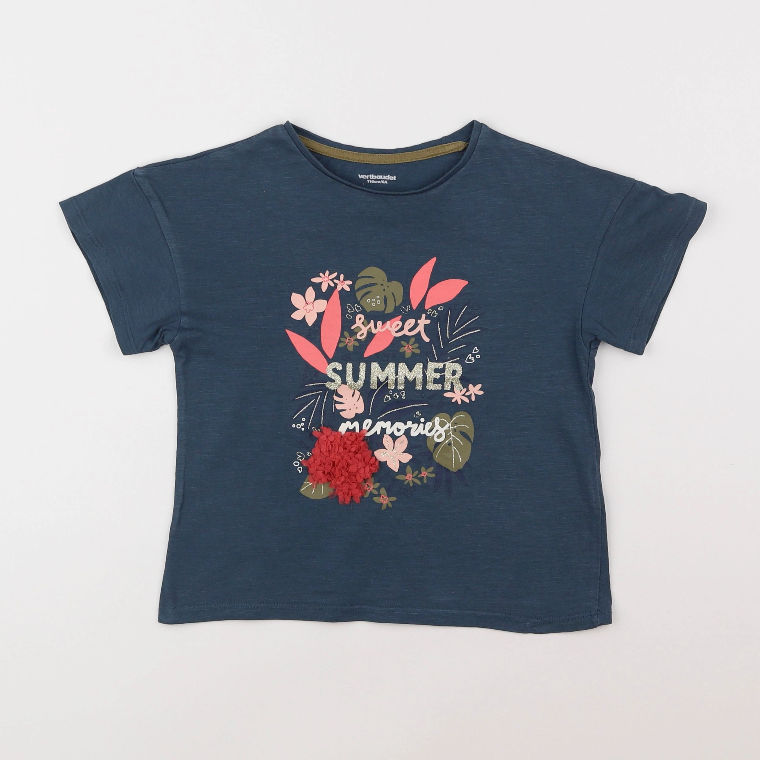 Vertbaudet - tee-shirt bleu - 6 ans