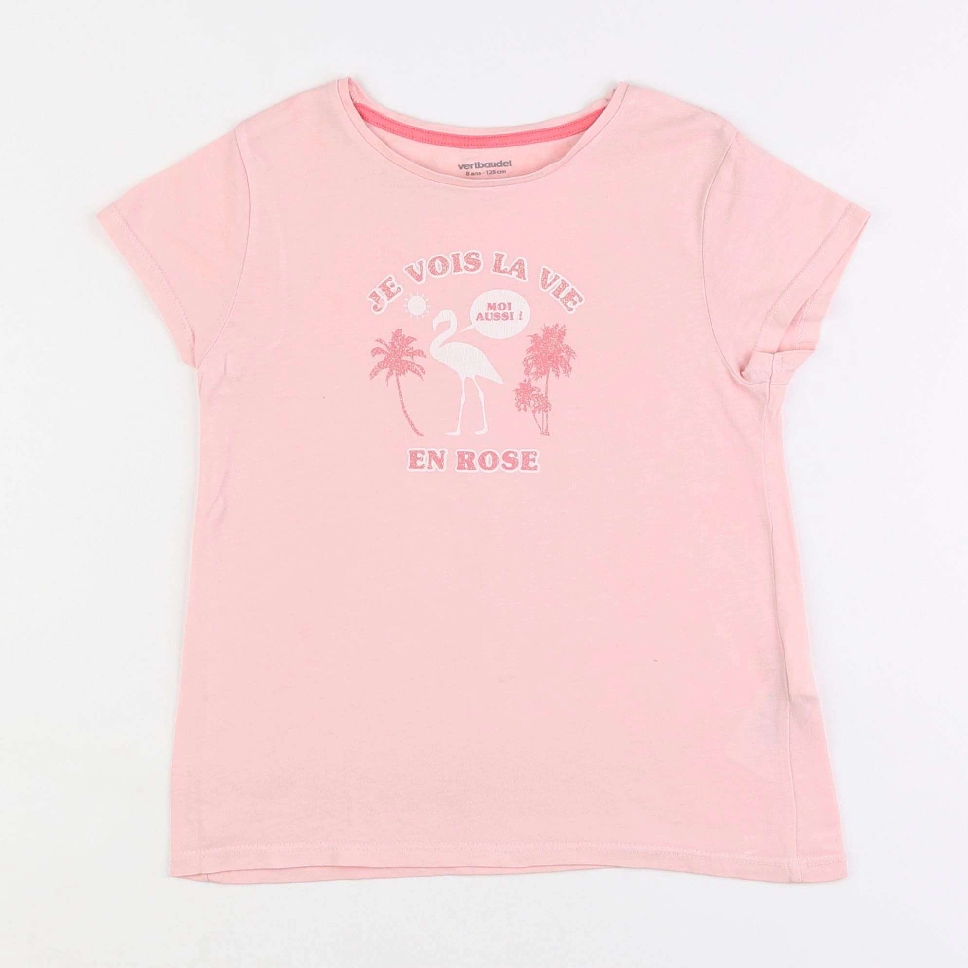 Vertbaudet - tee-shirt rose - 8 ans