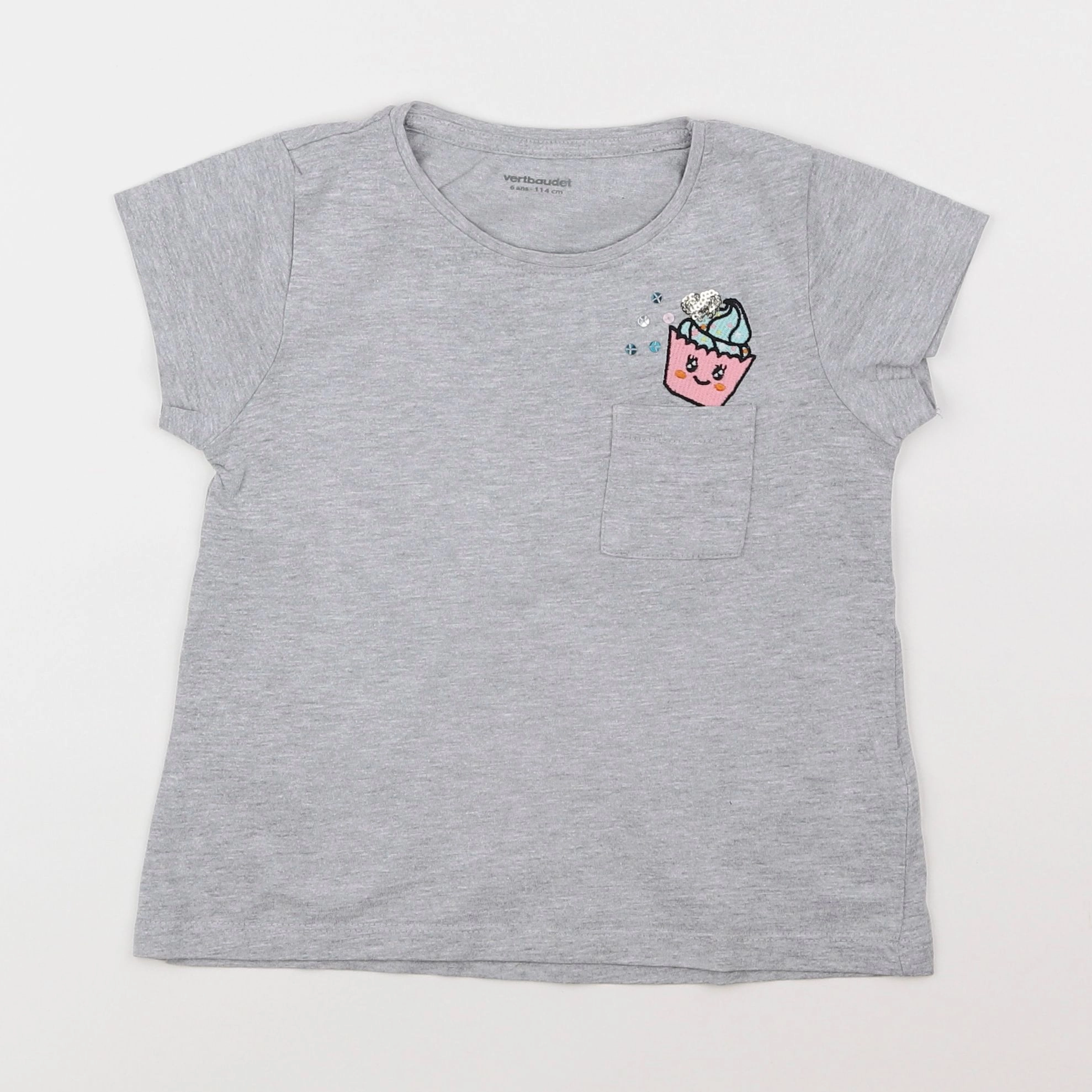 Vertbaudet - tee-shirt gris - 6 ans