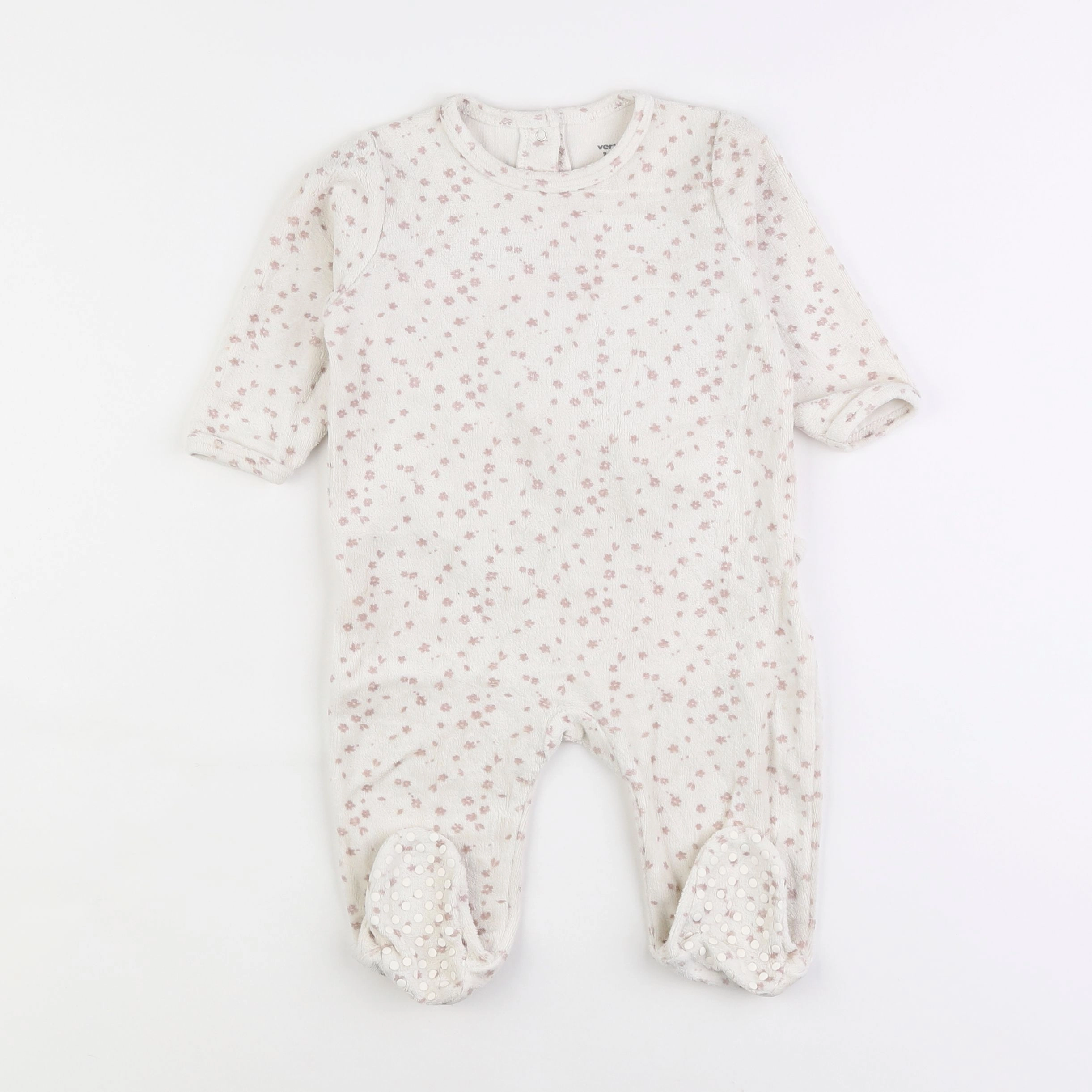 Vertbaudet - pyjama velours beige - 9 mois