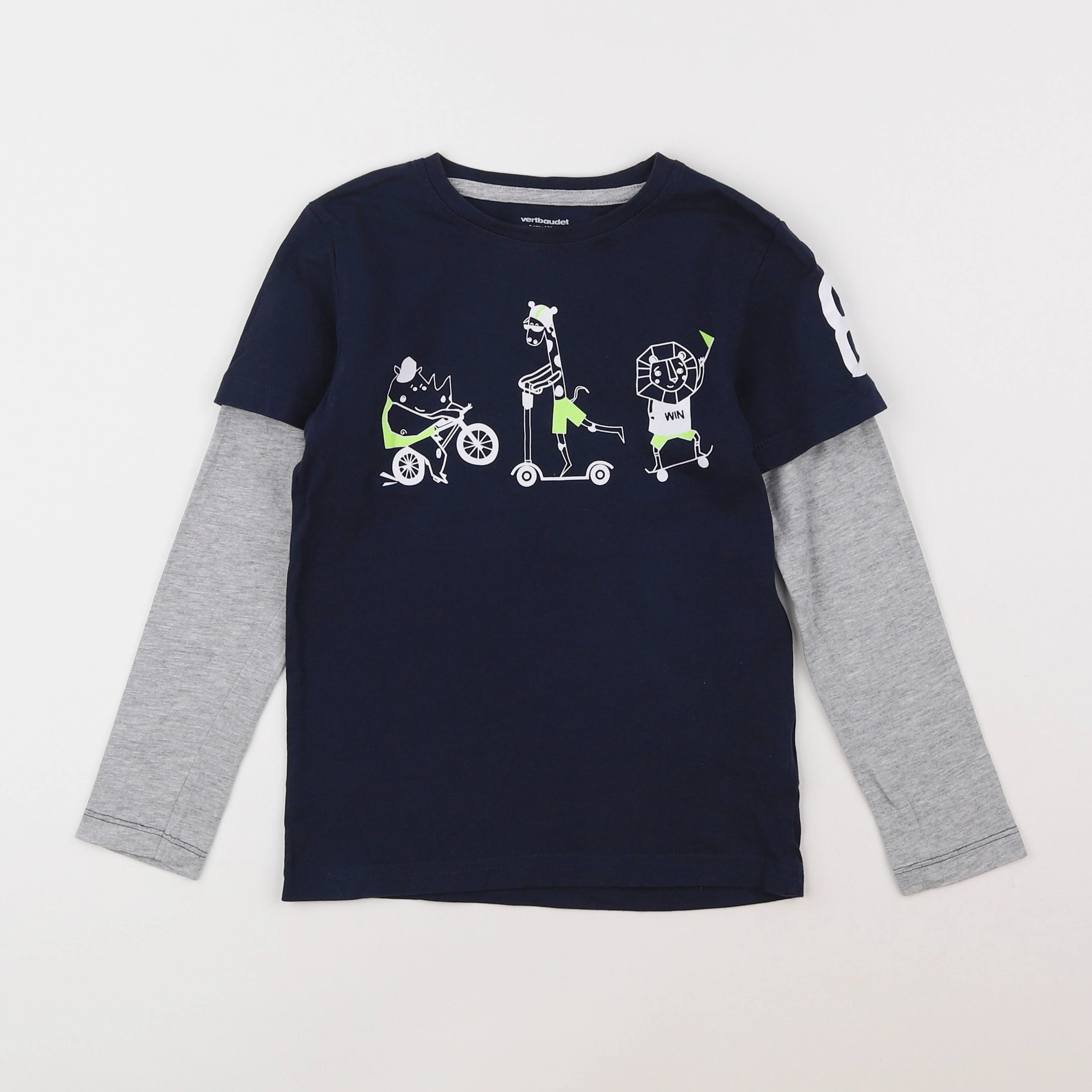 Vertbaudet - tee-shirt bleu - 8 ans