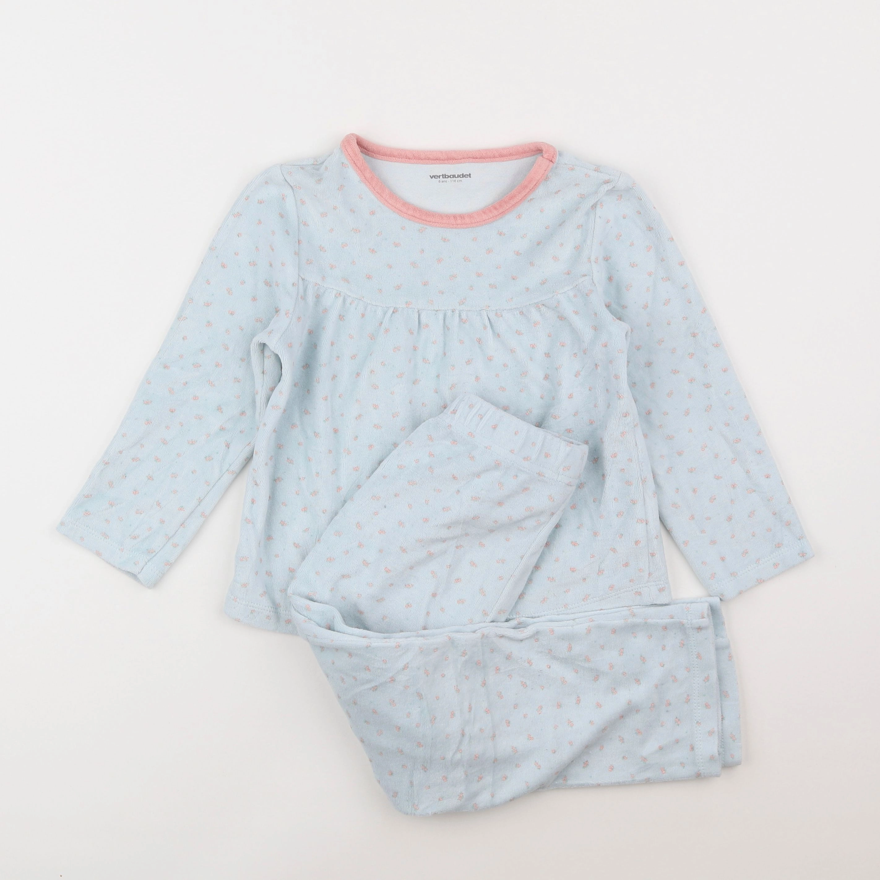 Vertbaudet - pyjama velours bleu - 6 ans