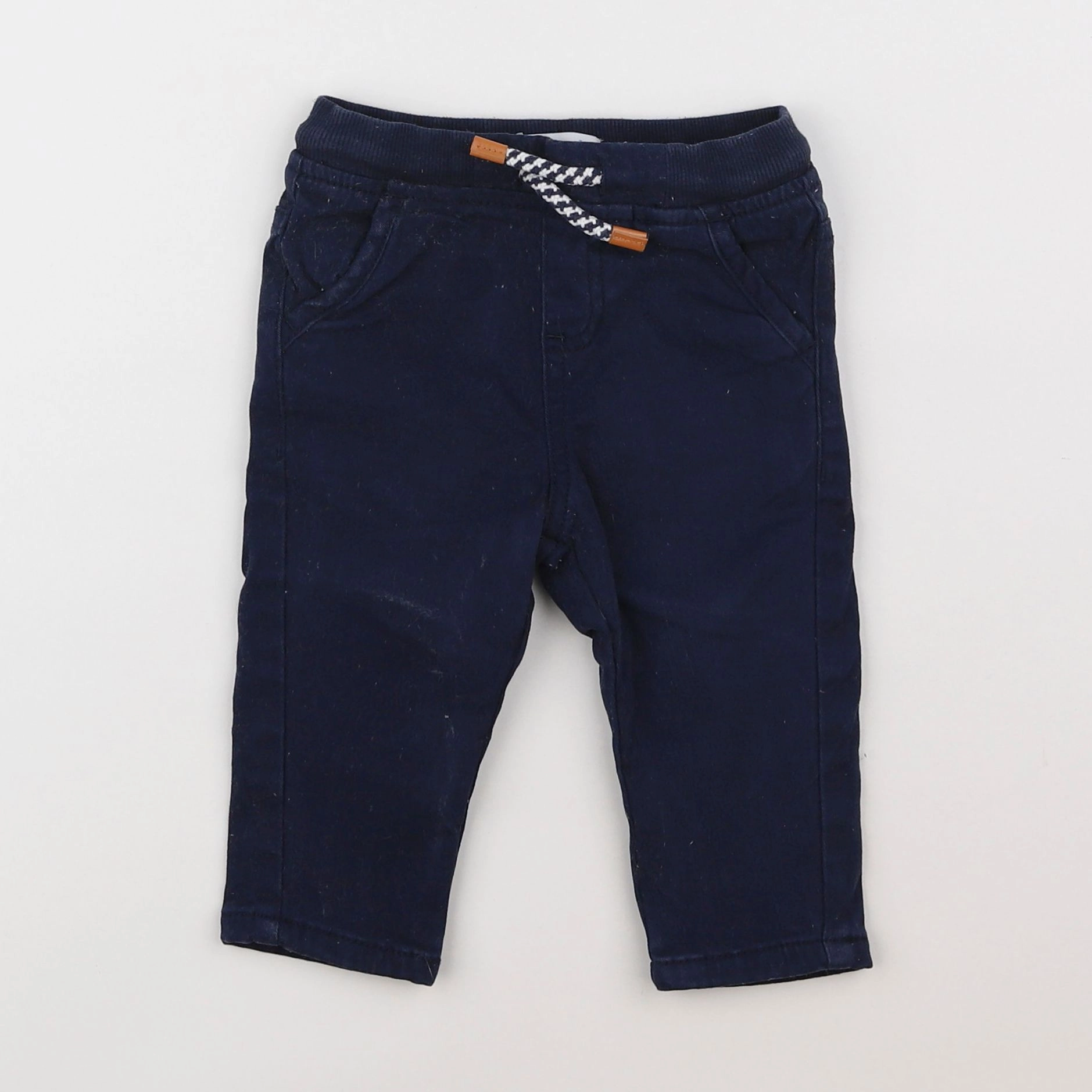 Vertbaudet - pantalon doublé bleu - 9 mois