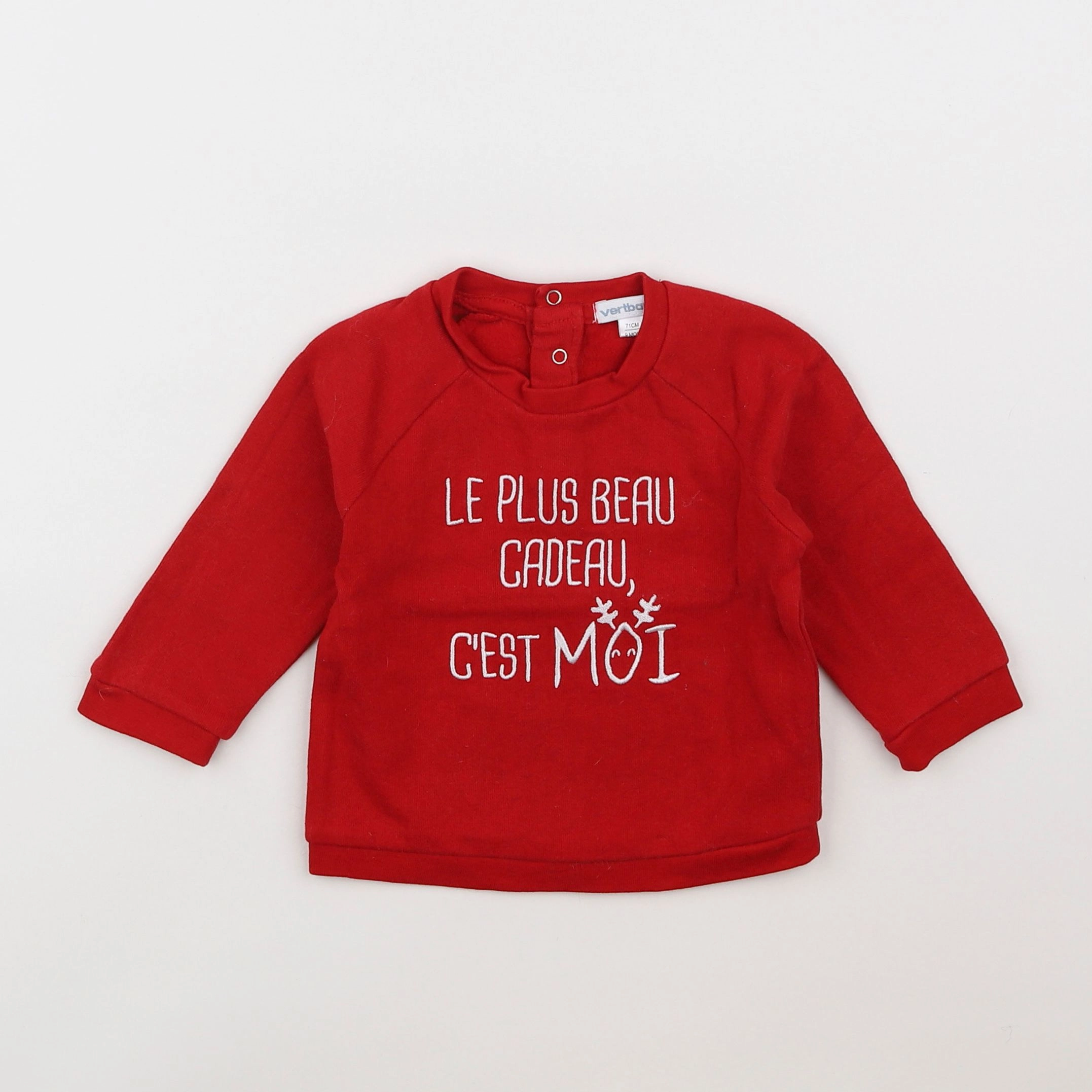 Vertbaudet - sweat rouge - 9 mois