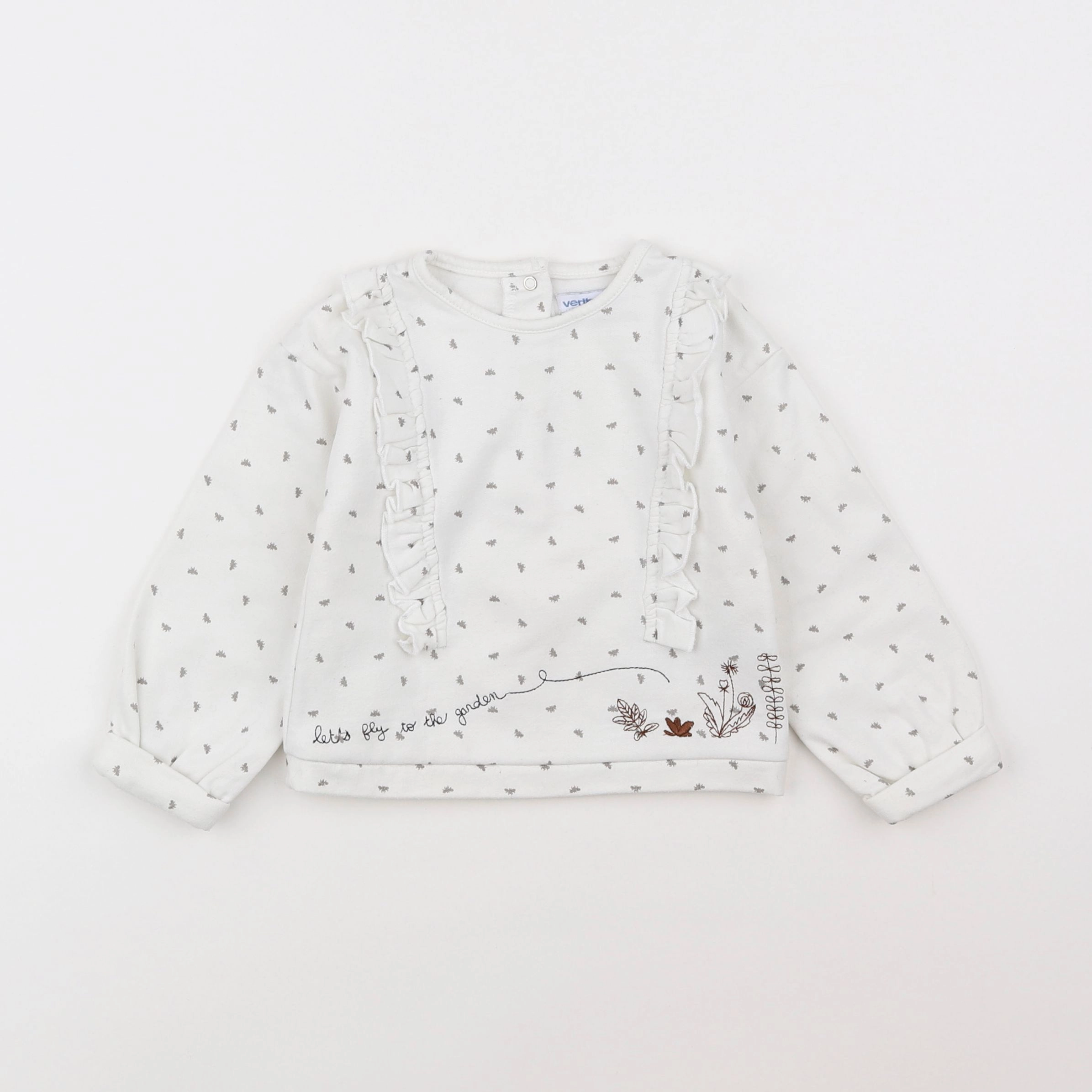 Vertbaudet - sweat blanc, gris - 2 ans